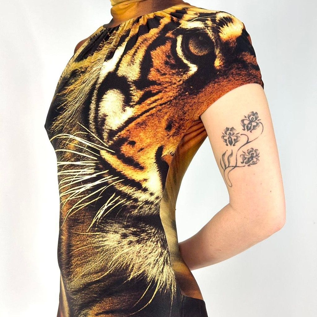 Roberto Cavalli Roberto Cavalli S/S 2000 turtleneck tiger print dress Size XS / US 0-2 / IT 36-38 - 3 Thumbnail