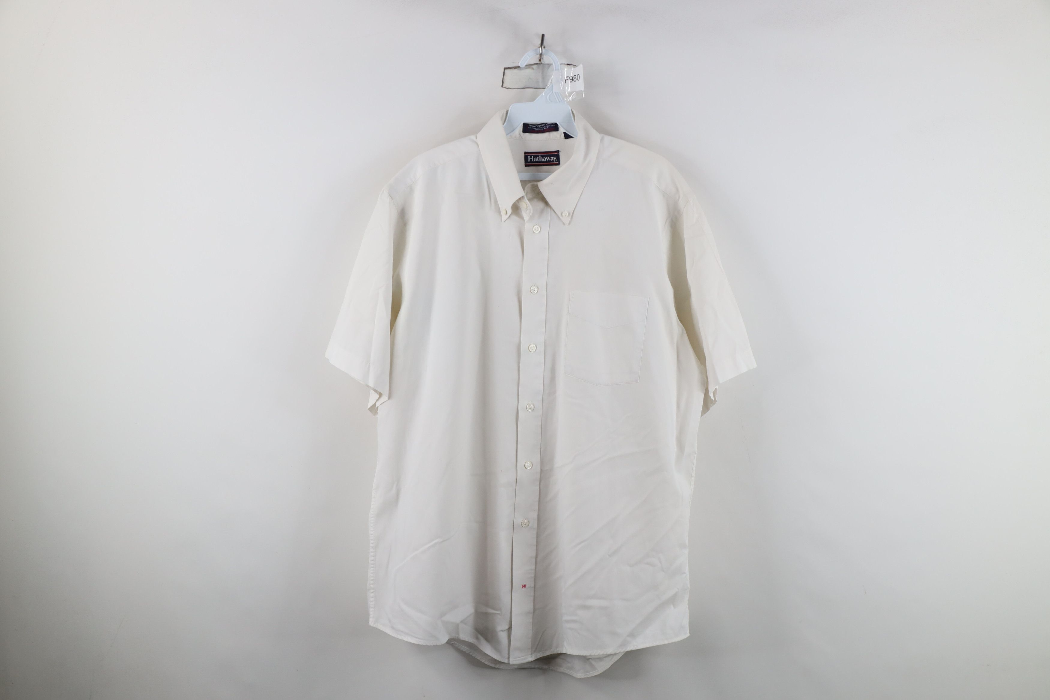 Vintage Vintage 90s Oxford Short Sleeve Button Down Shirt USA White Size US M / EU 48-50 / 2 - 1 Thumbnail