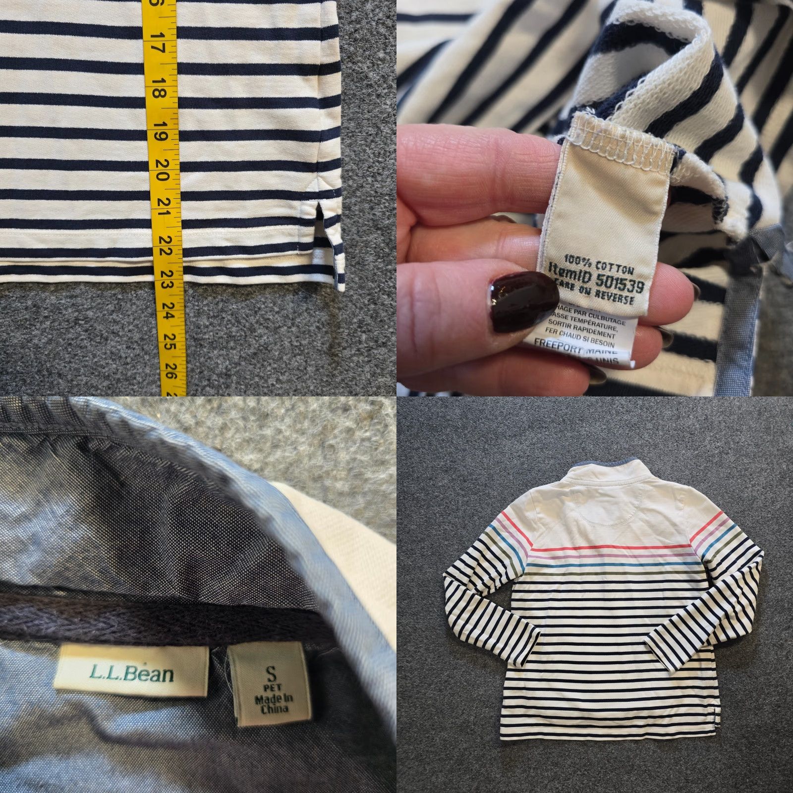 Vintage LL Bean Sweater Women Petite Small White Rainbow Rugby Stripe Preppy Casual Pullover Knit Mock Neck Long Sleeve Size S / US 4 / IT 40 - 8 Thumbnail