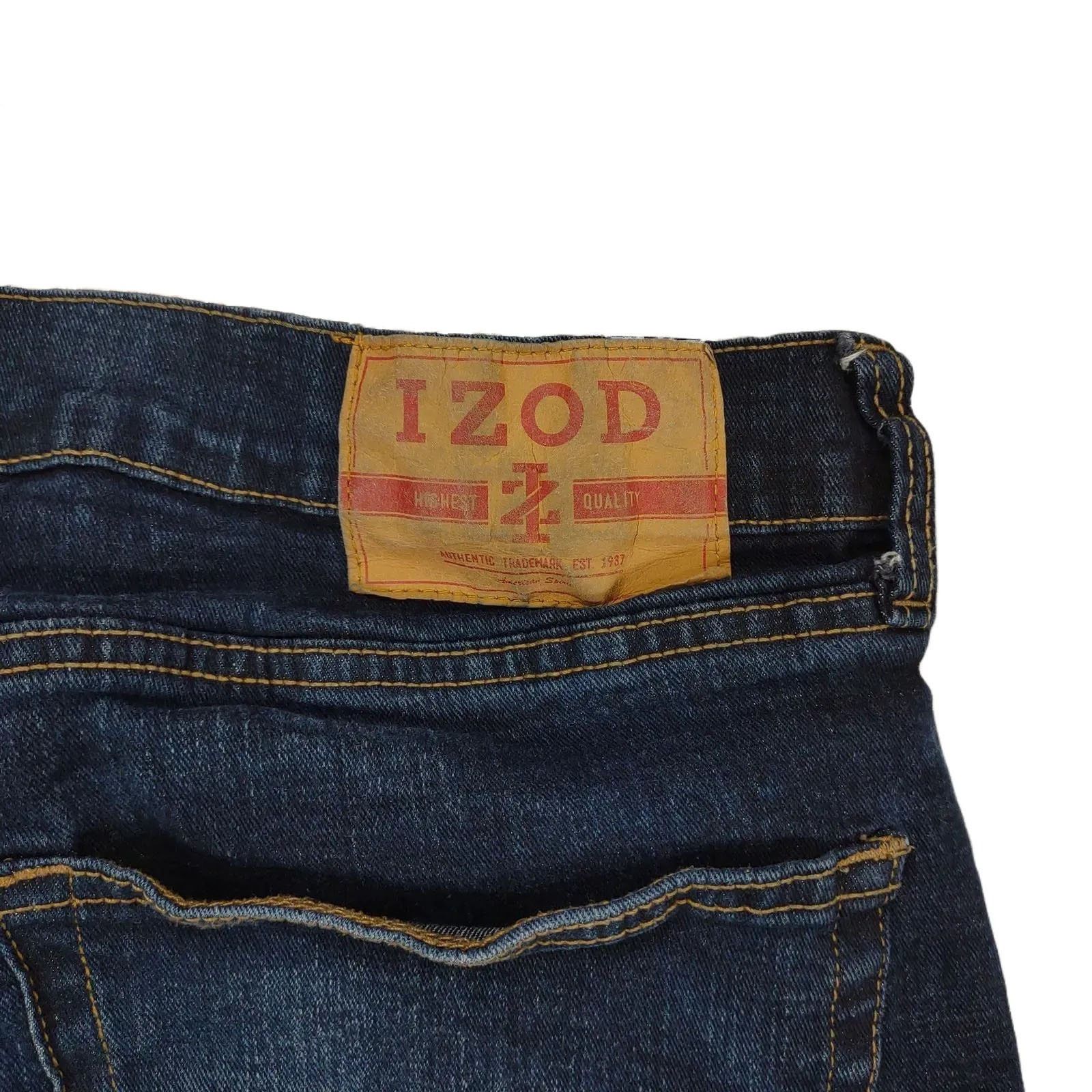 Izod IZOD Men's 36" Dark Wash Stretch Denim Cuff Leg Jeans Size US 36 / EU 52 - 7 Thumbnail