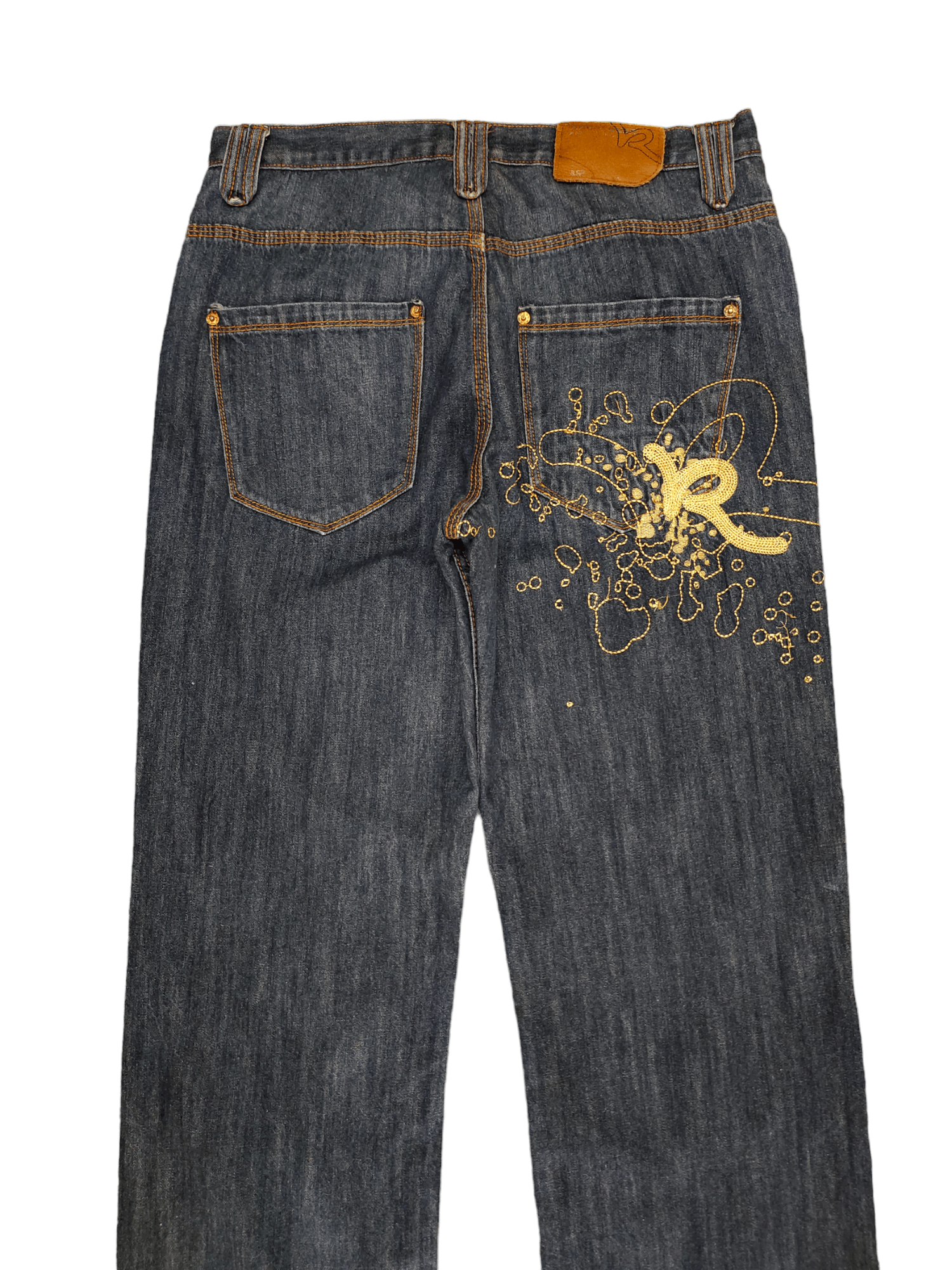 Rocawear Baggy Jean Rocawear Gold Embroidered Wide Leg Denim Y2k Jnco Size US 32 / EU 48 - 3 Thumbnail