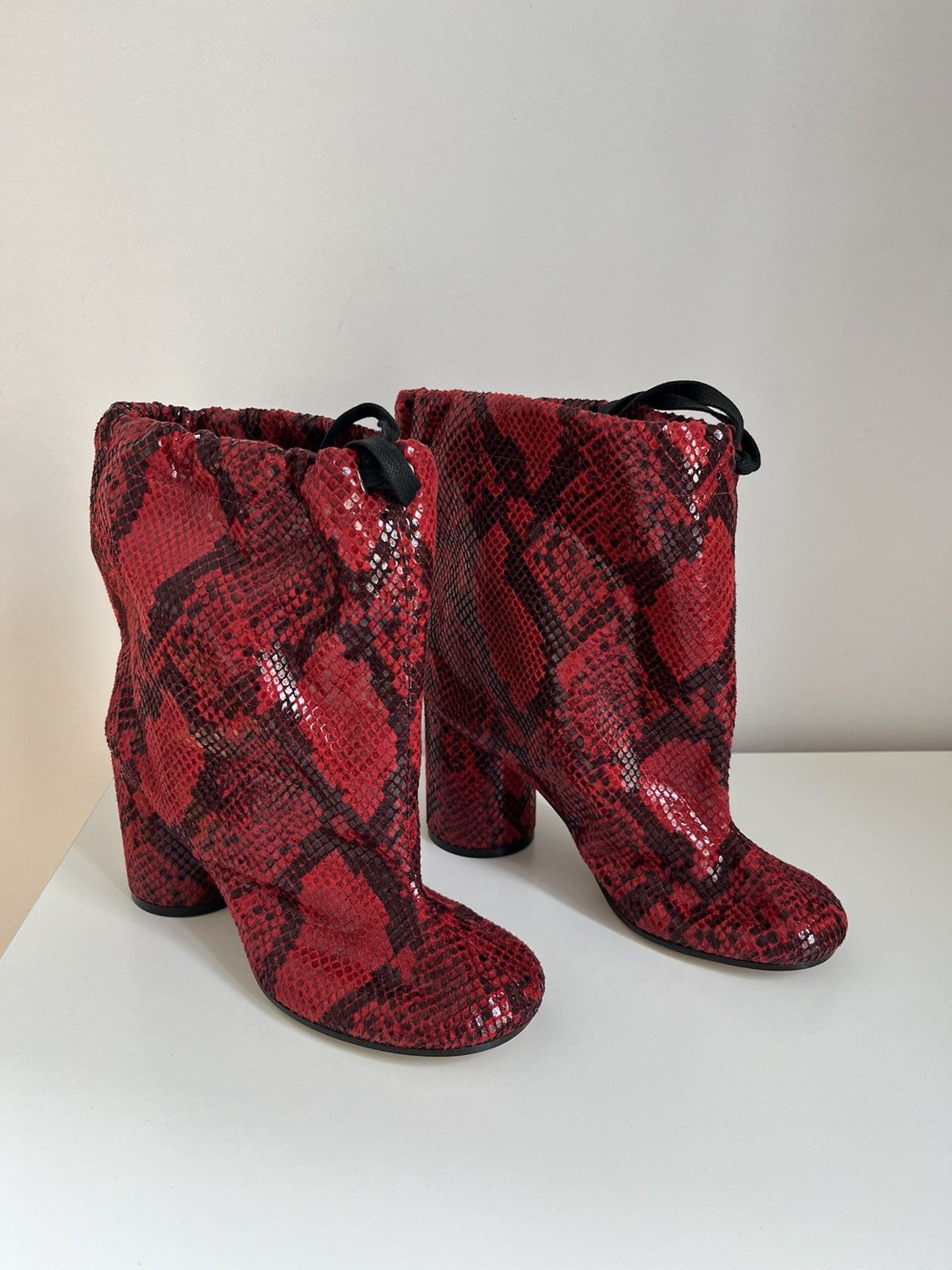 image of Python Ankle Boots Maison Margiela in Red, Women's (Size 7)