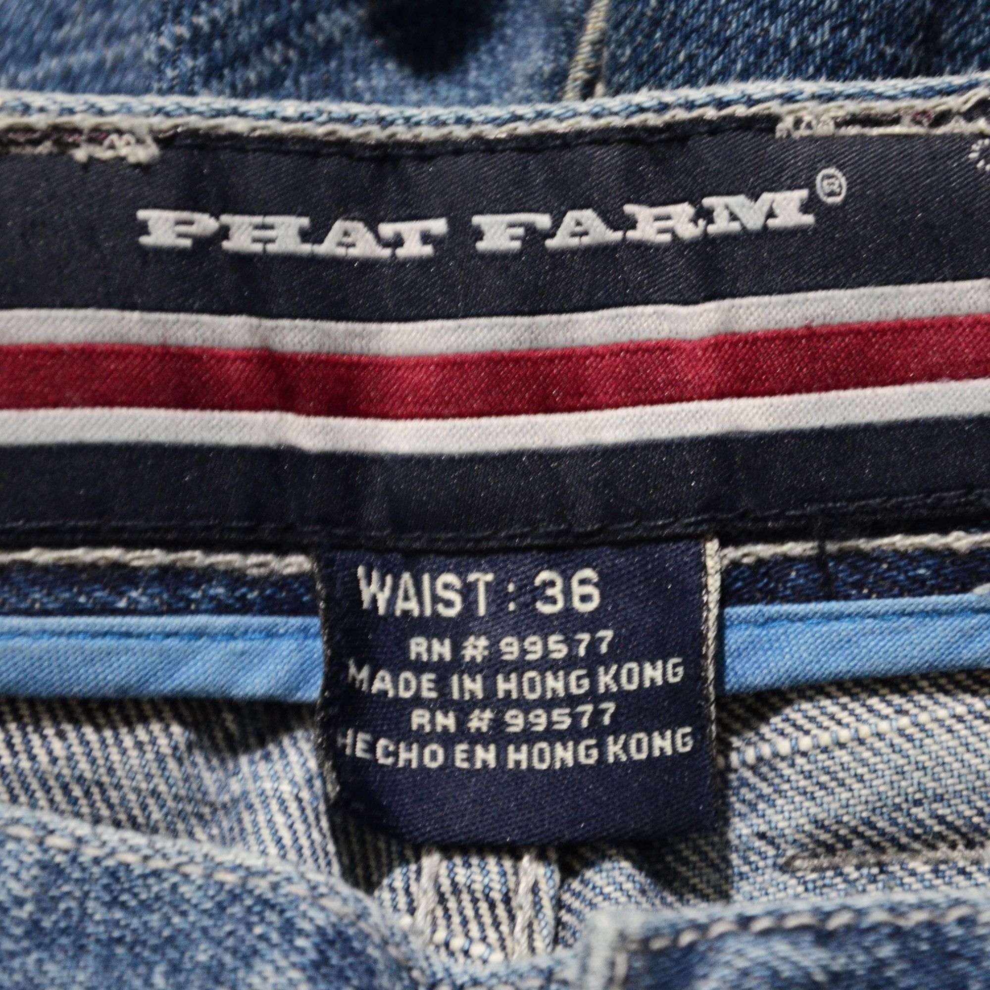 Phat Farm [Folding Color Defects] PF Denim Shorts 90s Streetwear Size US 36 / EU 52 - 9 Thumbnail
