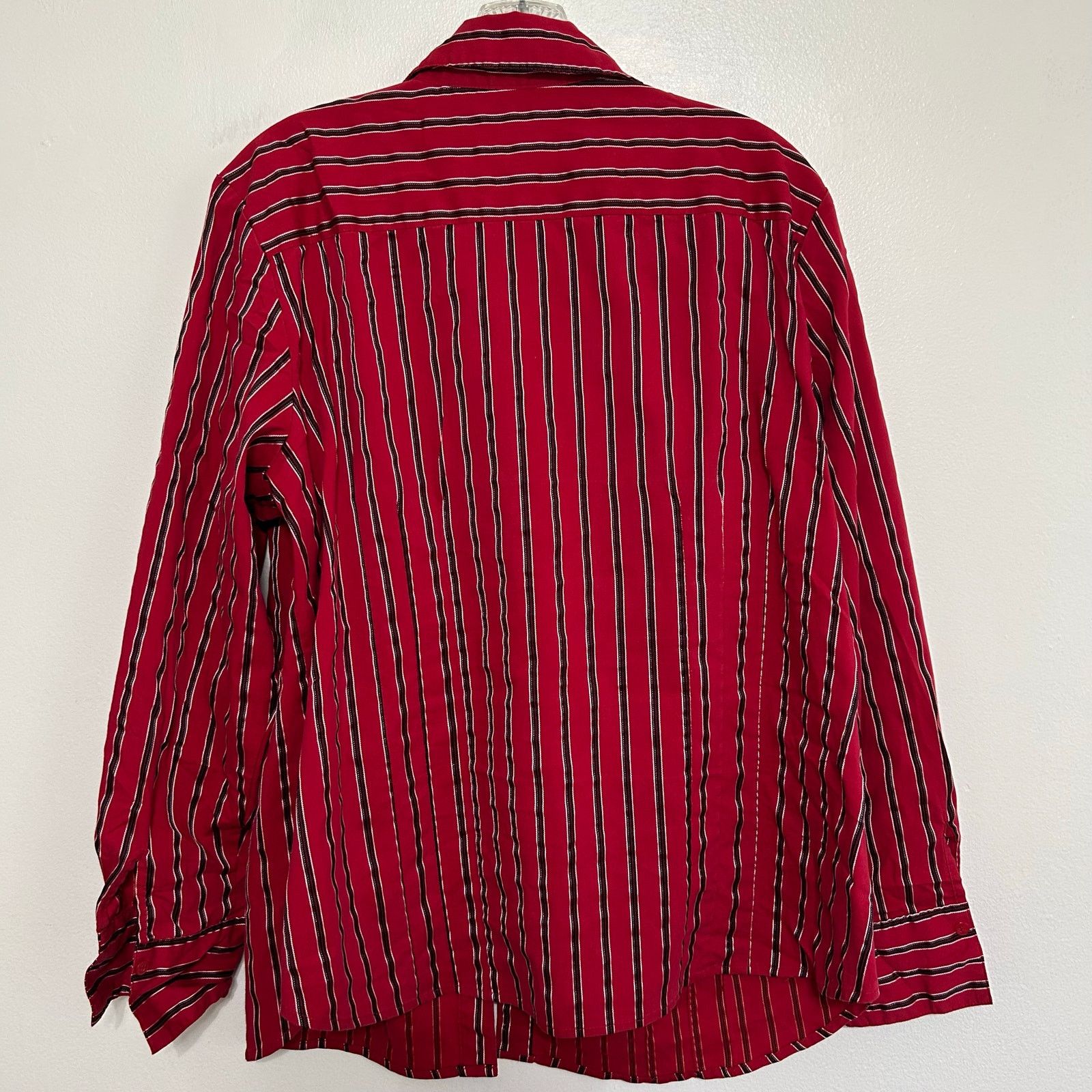 Worthington Worthington Red Black Stripe Button Down Blouse 1X Size XXL / US 16-18 / IT 52-54 - 2 Thumbnail