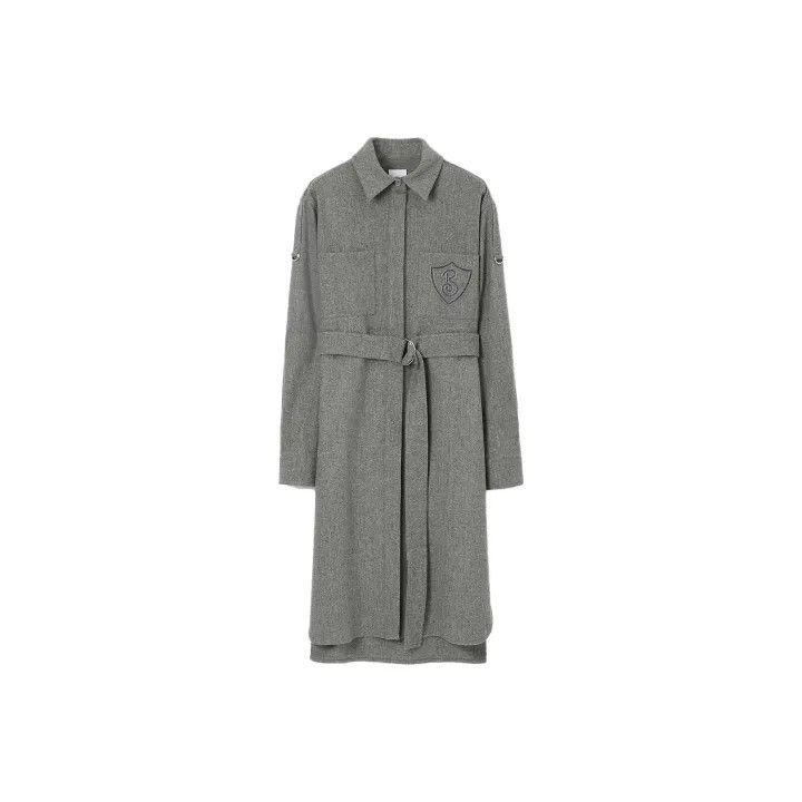Burberry Burberry Gray Long Sleeve Shirt Dress 0079 Size S / US 4 / IT 40 - 1 Thumbnail
