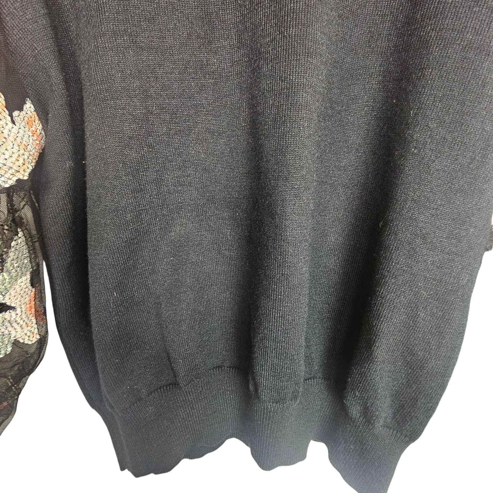 Pedro Garcia Gracia Floral Applique Mesh Sleeves Ruffle Neck Sweater S Size S / US 4 / IT 40 - 3 Thumbnail