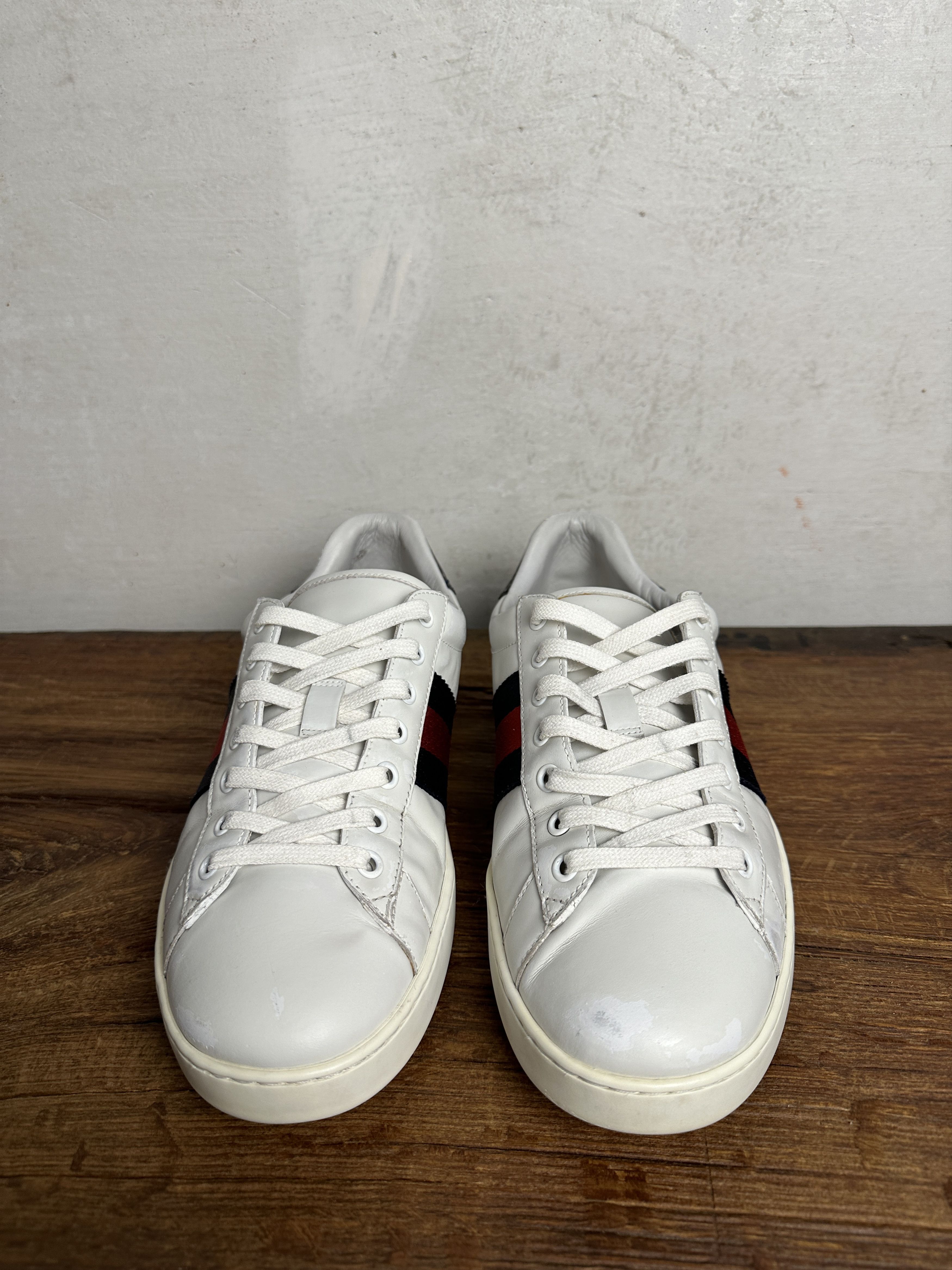 Gucci Gucci Ace Leather Sneaker White Navy Size US 9.5 / EU 42-43 - 5 Thumbnail