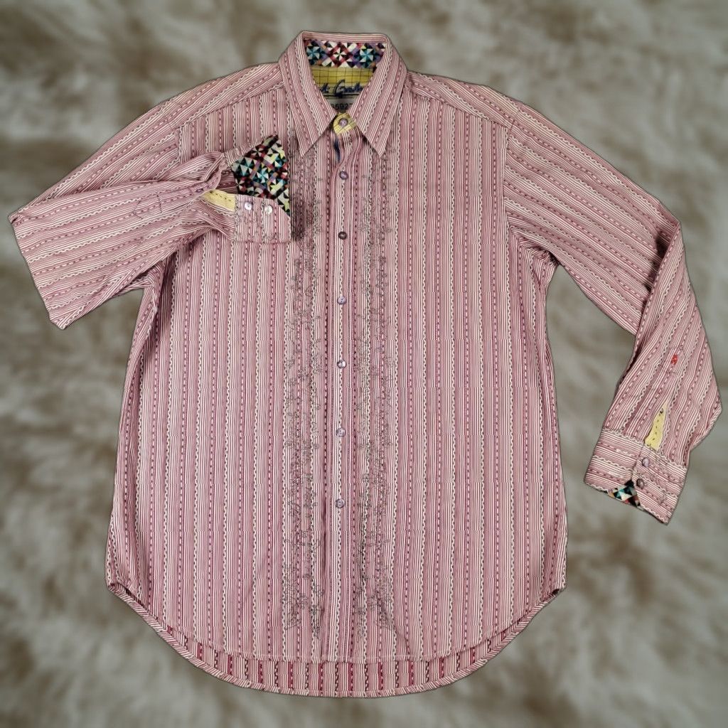 Robert Graham Robert Graham Shirt Mens M Red Striped Button-Up Long Sleeve Size US M / EU 48-50 / 2 - 1 Thumbnail