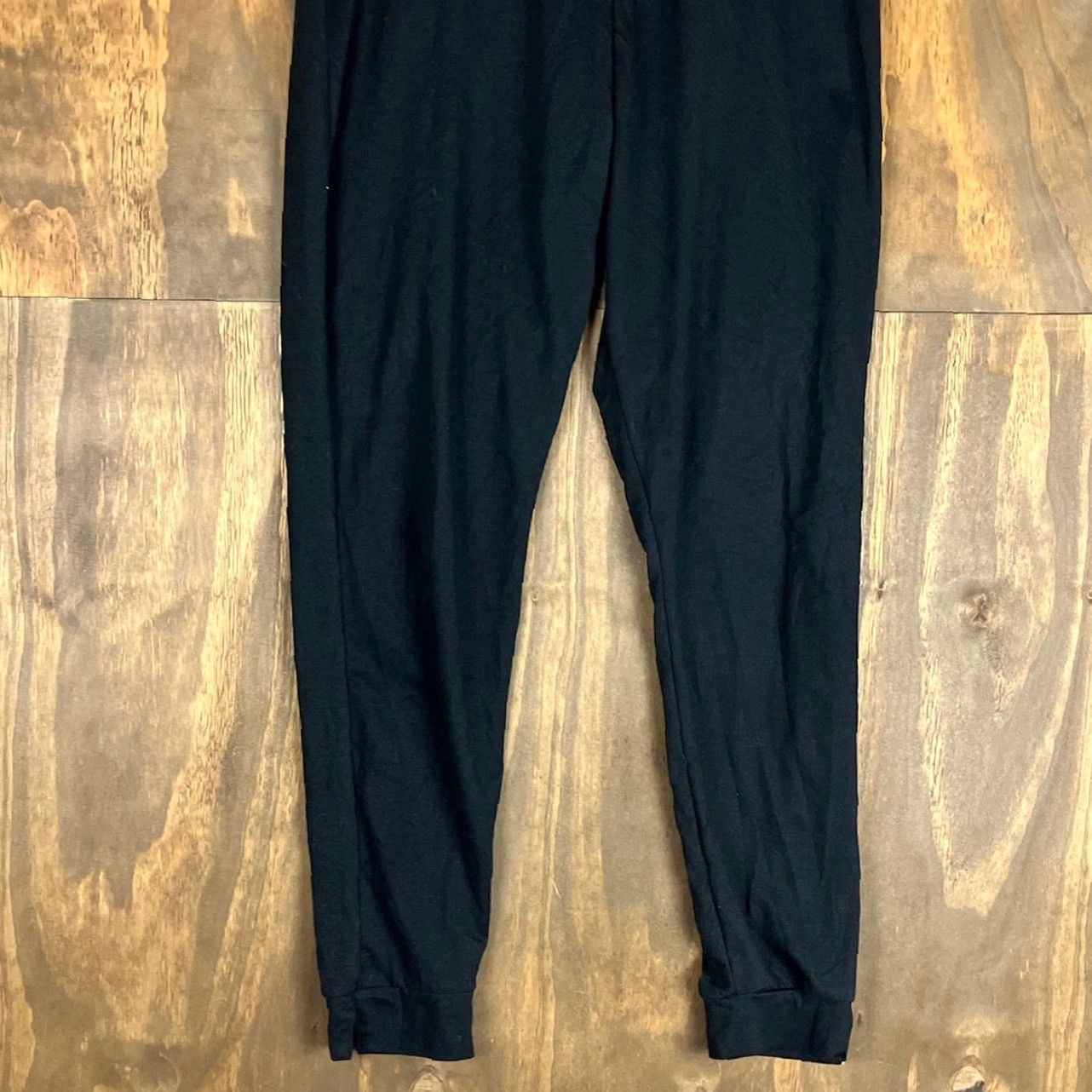 Vintage A New Day Womens Pants Black Leggings Fold Over Waistband Split Hem Stretch L Size 24" / US 00 / IT 34 - 3 Thumbnail