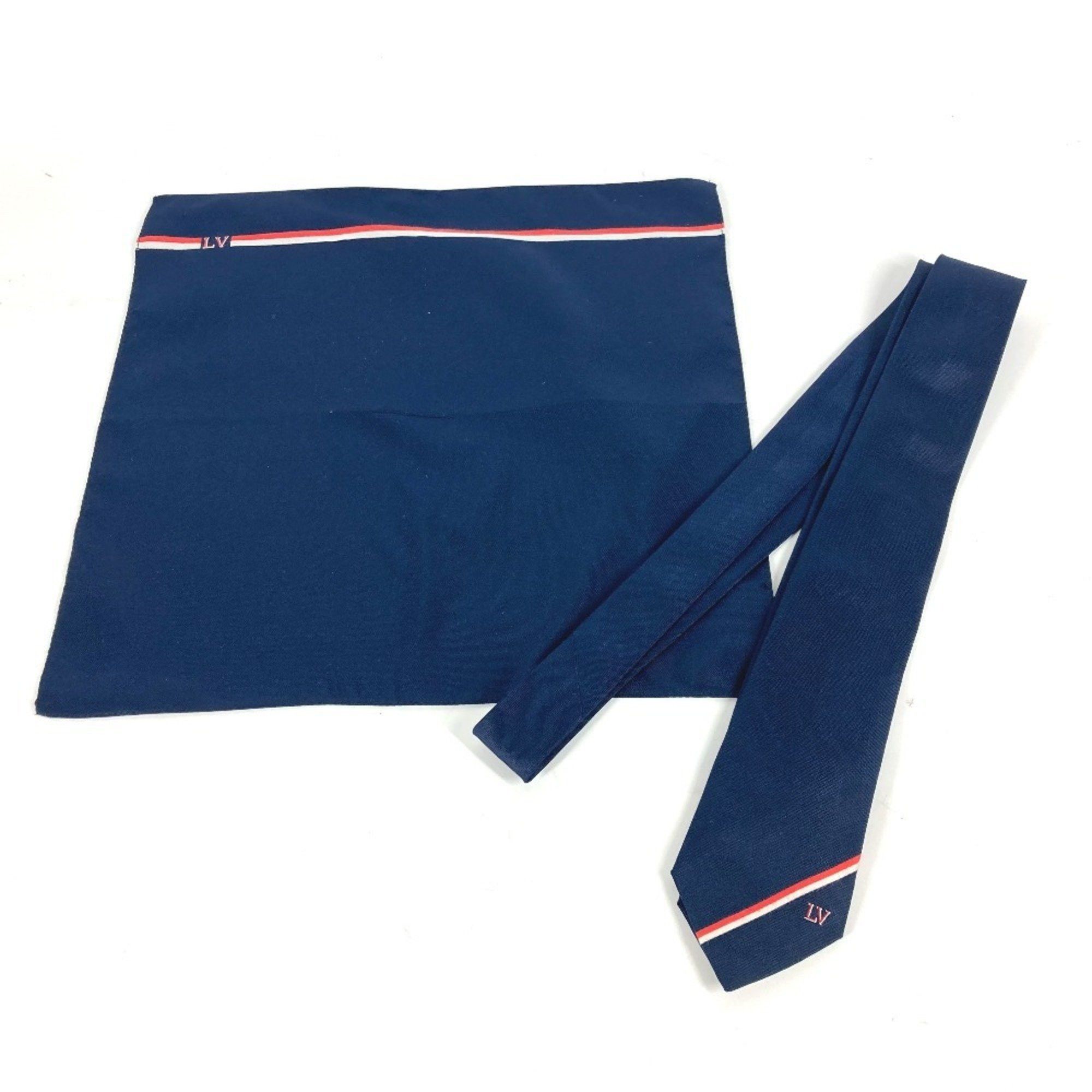 Louis Vuitton LOUIS VUITTON M70220 Pochette LV Ruban Handkerchief & Tie Set Pocket Square Silk Cotton Men's Marine Navy Size ONE SIZE - 1 Thumbnail