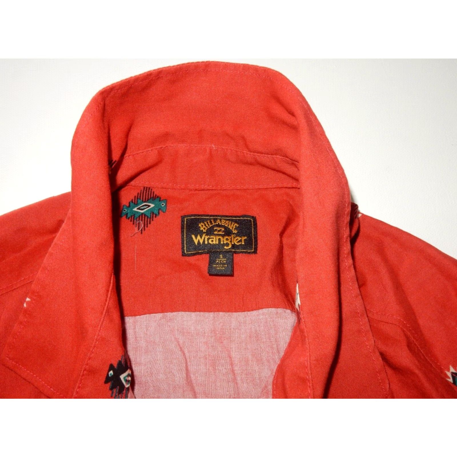 Billabong Vintage Billabong Wrangler Men's Short Sleeve Button-Up Shirt Aztec Geometric S Red Size US S / EU 44-46 / 1 - 6 Thumbnail