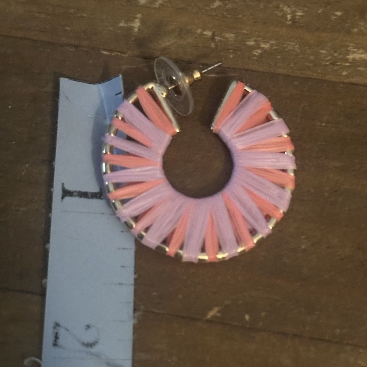 Other Bohemian pink and purple woven raffia hoop earrings Size ONE SIZE - 3 Thumbnail