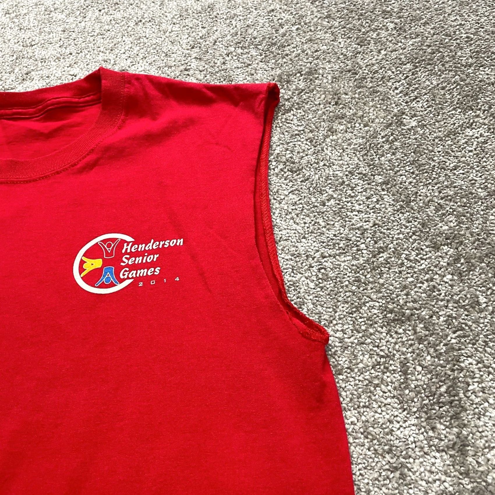 Henderson VINTAGE Unbranded Shirt Adult Small red Cut Off Sleeves Tank Henderson Senior Games Logo Size S / US 4 / IT 40 - 4 Thumbnail