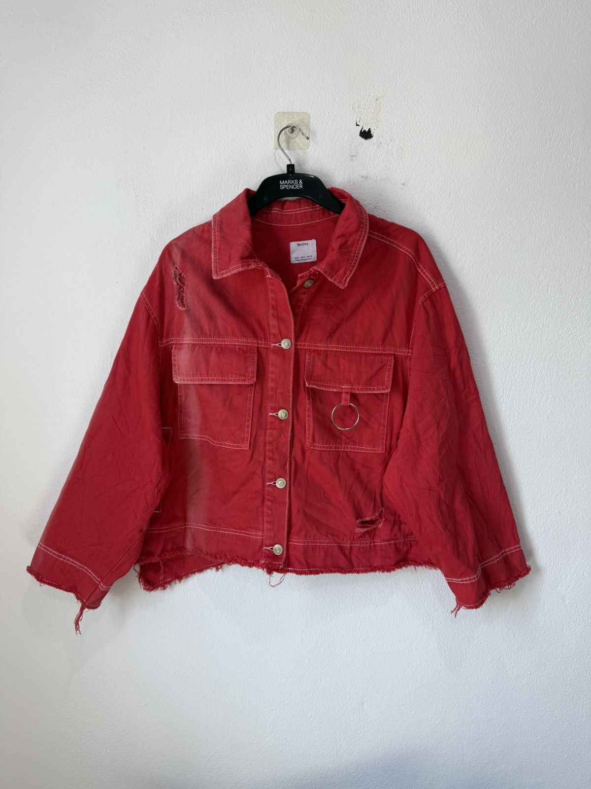 Bershka BERSKA DISTRESS JACKET OVERSIZED STYLE CROPPED DESIGN Size S / US 4 / IT 40 - 1 Thumbnail