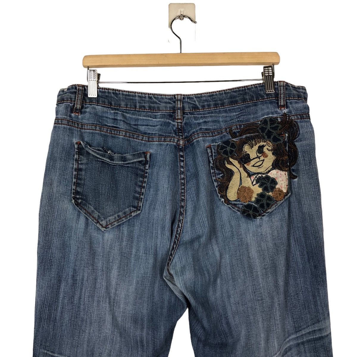 Japanese Brand 🔥Vintage Denim Jeans Sukajan Pocket Big Logo Size US 36 / EU 52 - 9 Thumbnail
