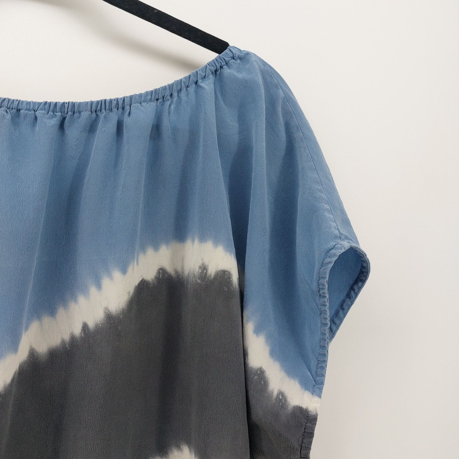 Joie Joie Solid Blue Black 100% Silk Blouse Top Medium Tie Dye Size M / US 6-8 / IT 42-44 - 13 Thumbnail