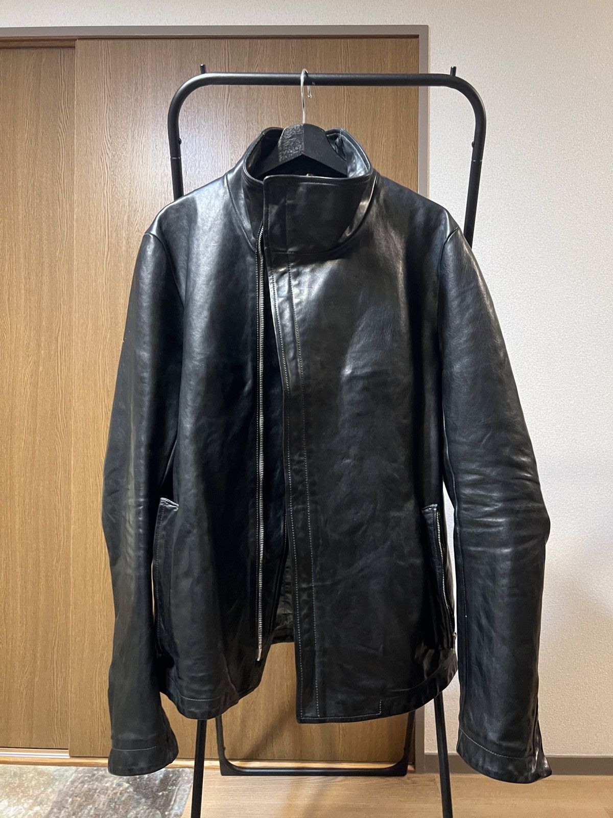 Carol Christian Poell Prosthetic Elbow Highneck Leather Jacket 