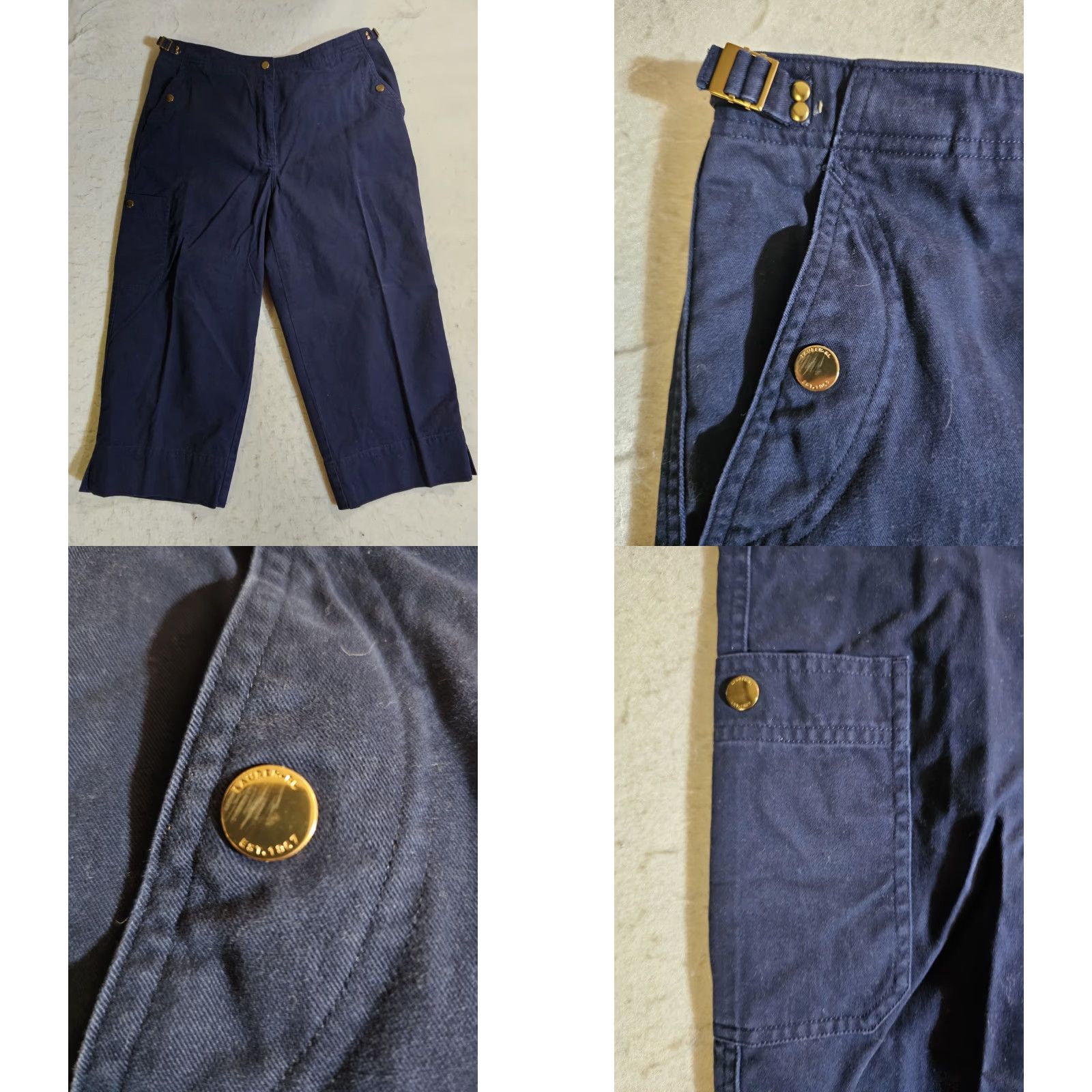 Ralph Lauren VINTAGE Polo Ralph Lauren Buckle Back Short Pants US Marine Division Womens 12 Blue 90s Capri Pants Size 34" / US 12 / IT 48 - 8 Thumbnail