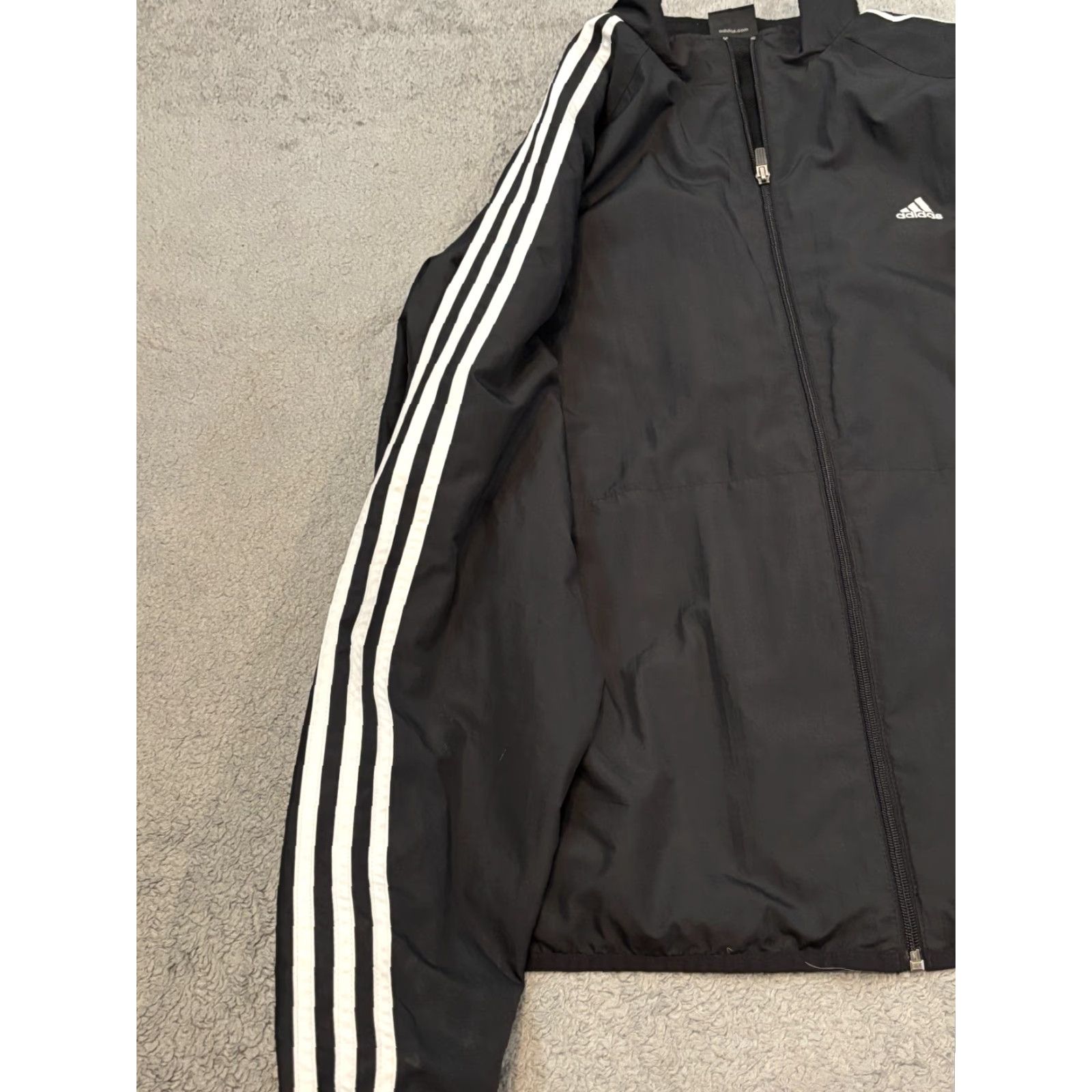 Adidas Adidas Windbreaker Jacket Mens Large Black Trefoil Track Full Zip Three Stripes Size US L / EU 52-54 / 3 - 2 Thumbnail