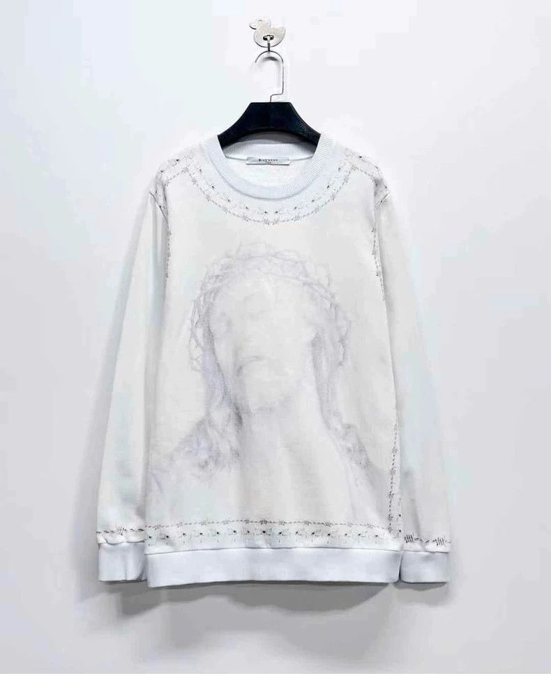 Givenchy Givenchy Foggy Blue Front and Back Jesus Logo Hoodie Size US XS / EU 42 / 0 - 1 Thumbnail