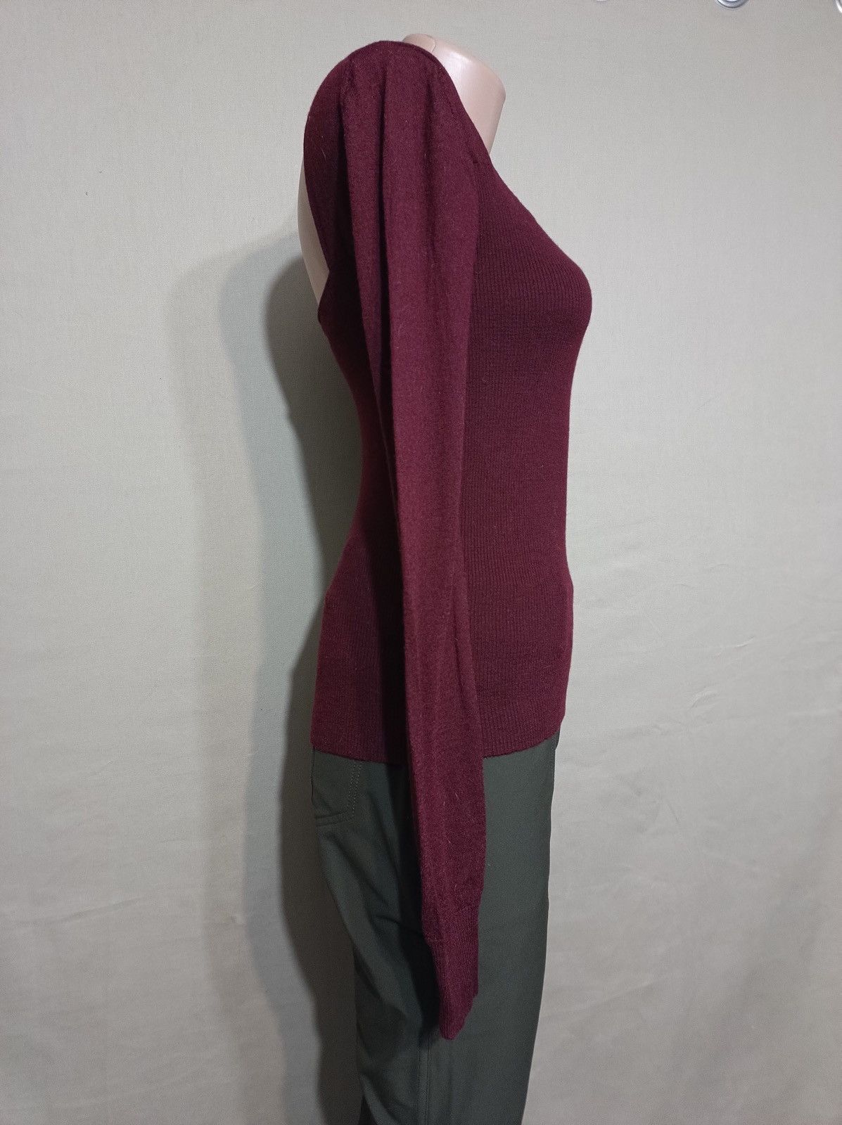 Hussein Chalayan CHALAYAN Burgundy Ultrafine Merino Wool Sweater Size M Size M / US 6-8 / IT 42-44 - 6 Thumbnail