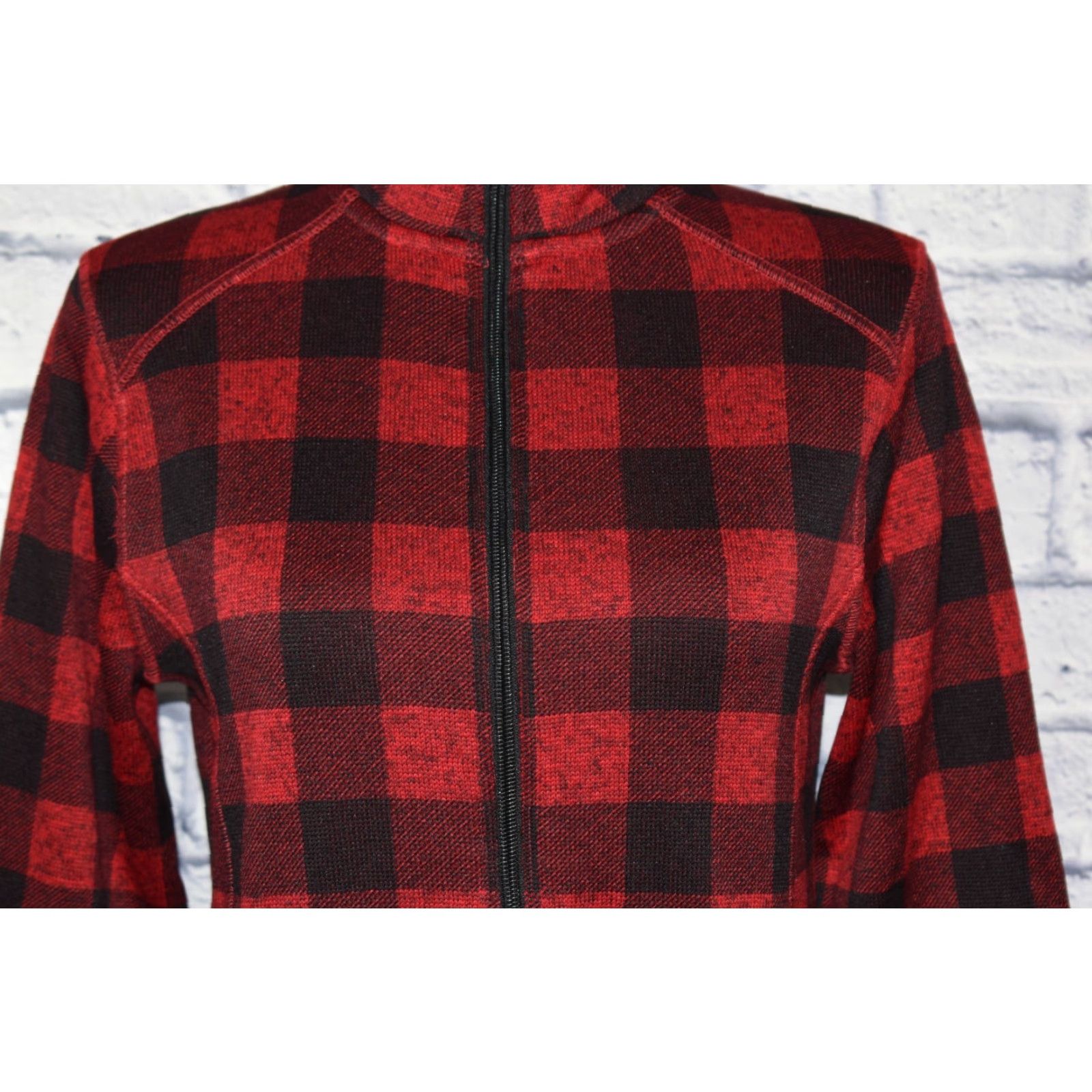 Eddie Bauer Eddie Bauer Full Zip Sweatshirt Plaid Womens Small Red Size S / US 4 / IT 40 - 3 Thumbnail
