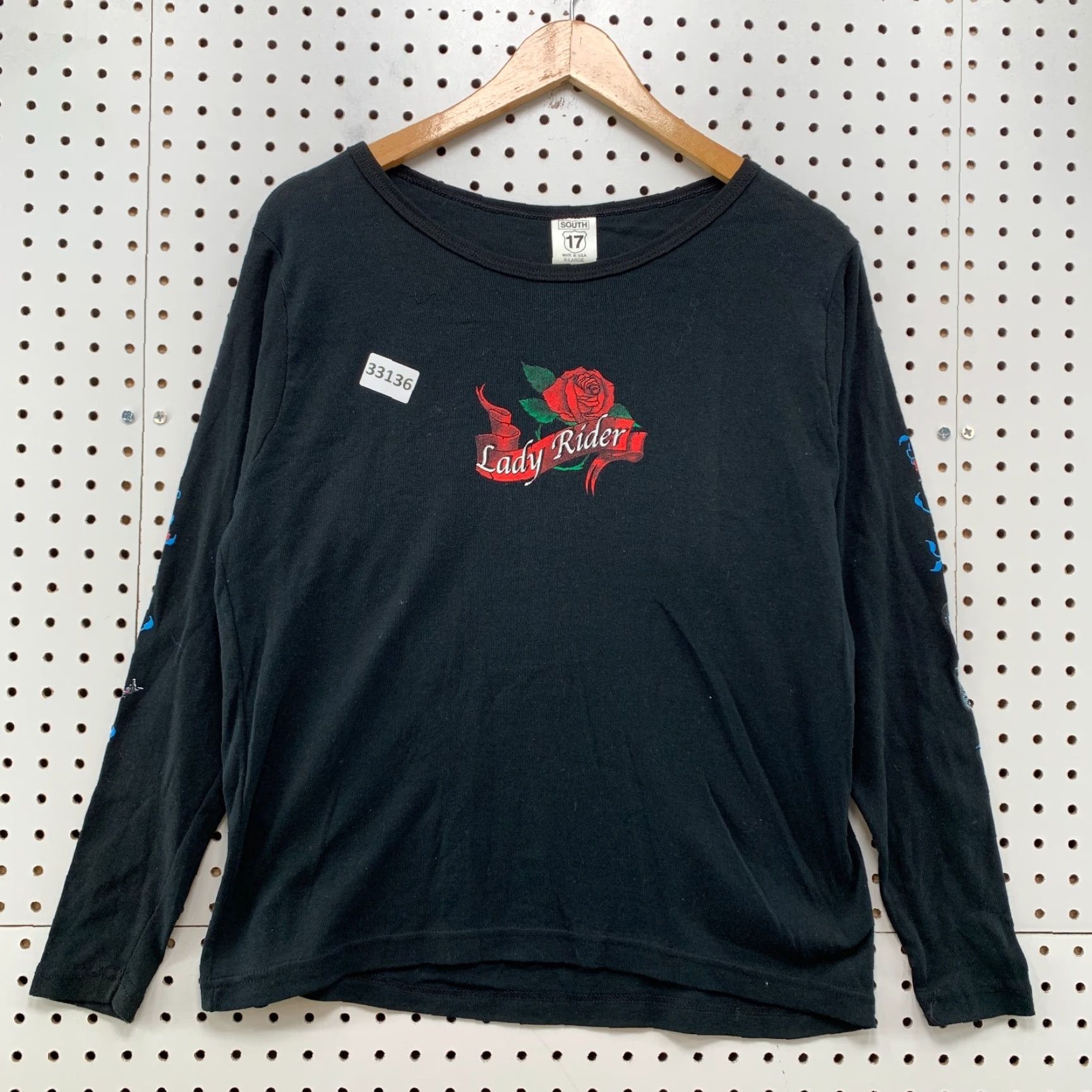 Vintage VINTAGE Lady Rider Motorcycle Shirt Womens XL Black Floral Long Sleeve 20x23.5 Johanns Bar Leather Grill Size XL / US 12-14 / IT 48-50 - 2 Thumbnail