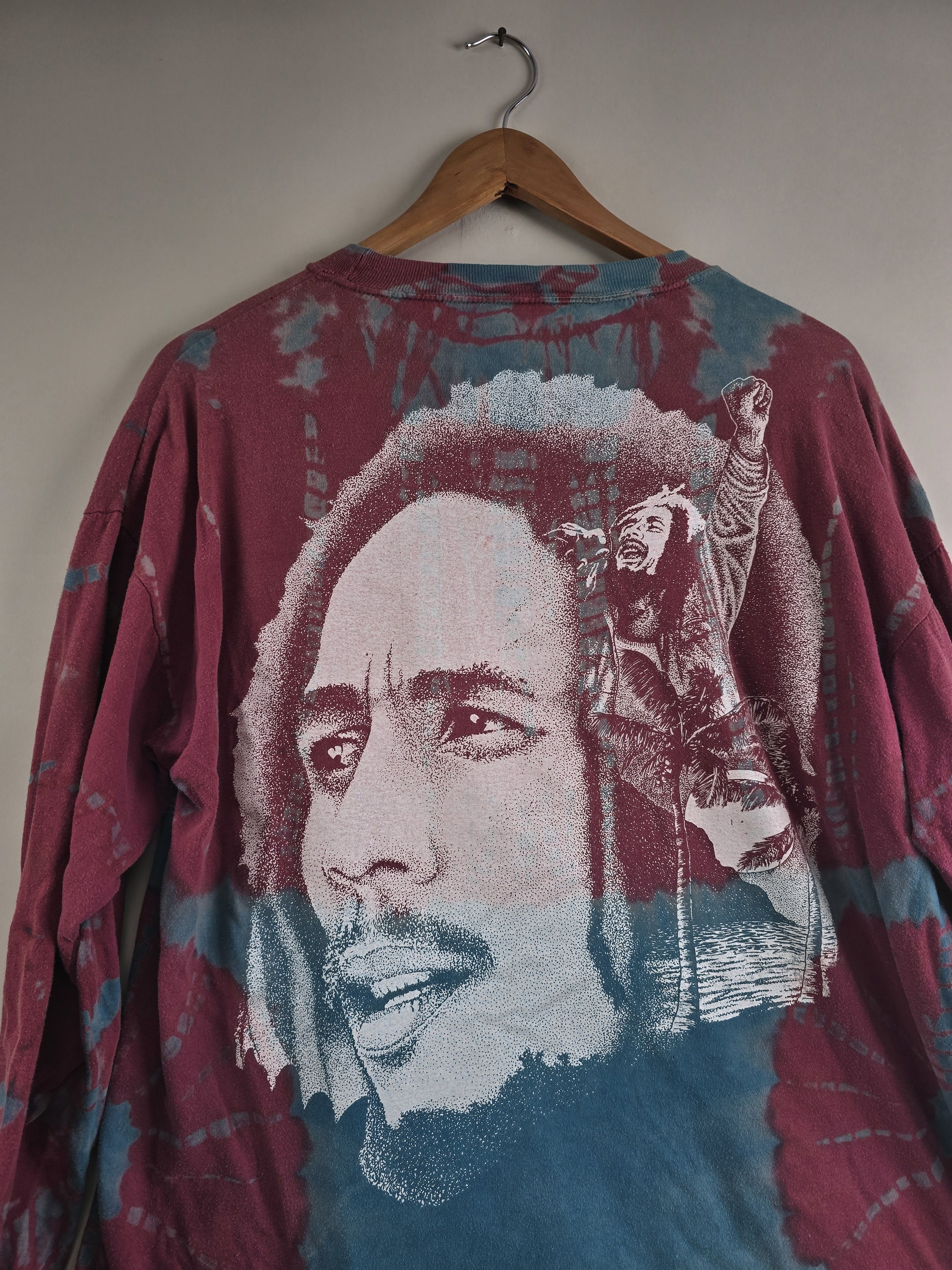 Band Tees × Bob Marley × Vintage 90s Bob Marley Smile Jamaica Tie Dye Long Sleeve Size US L / EU 52-54 / 3 - 5 Thumbnail