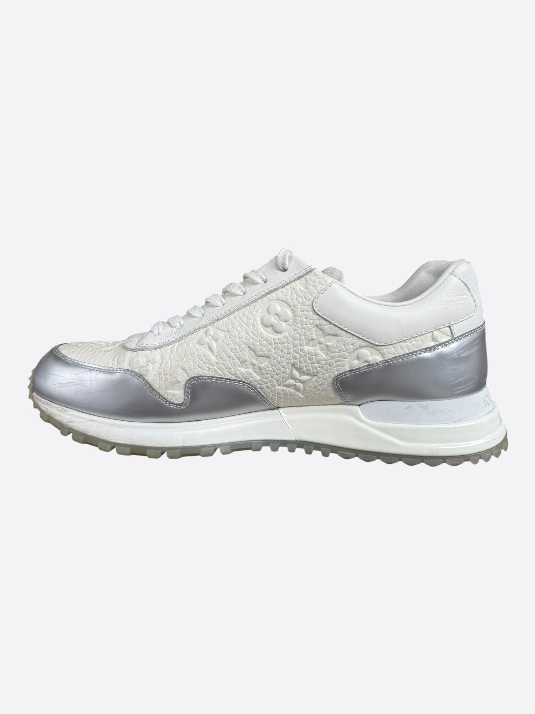 Louis Vuitton White & Silver Monogram Taurillon Run Away Sneakers Size US 8 / EU 41 - 6 Thumbnail