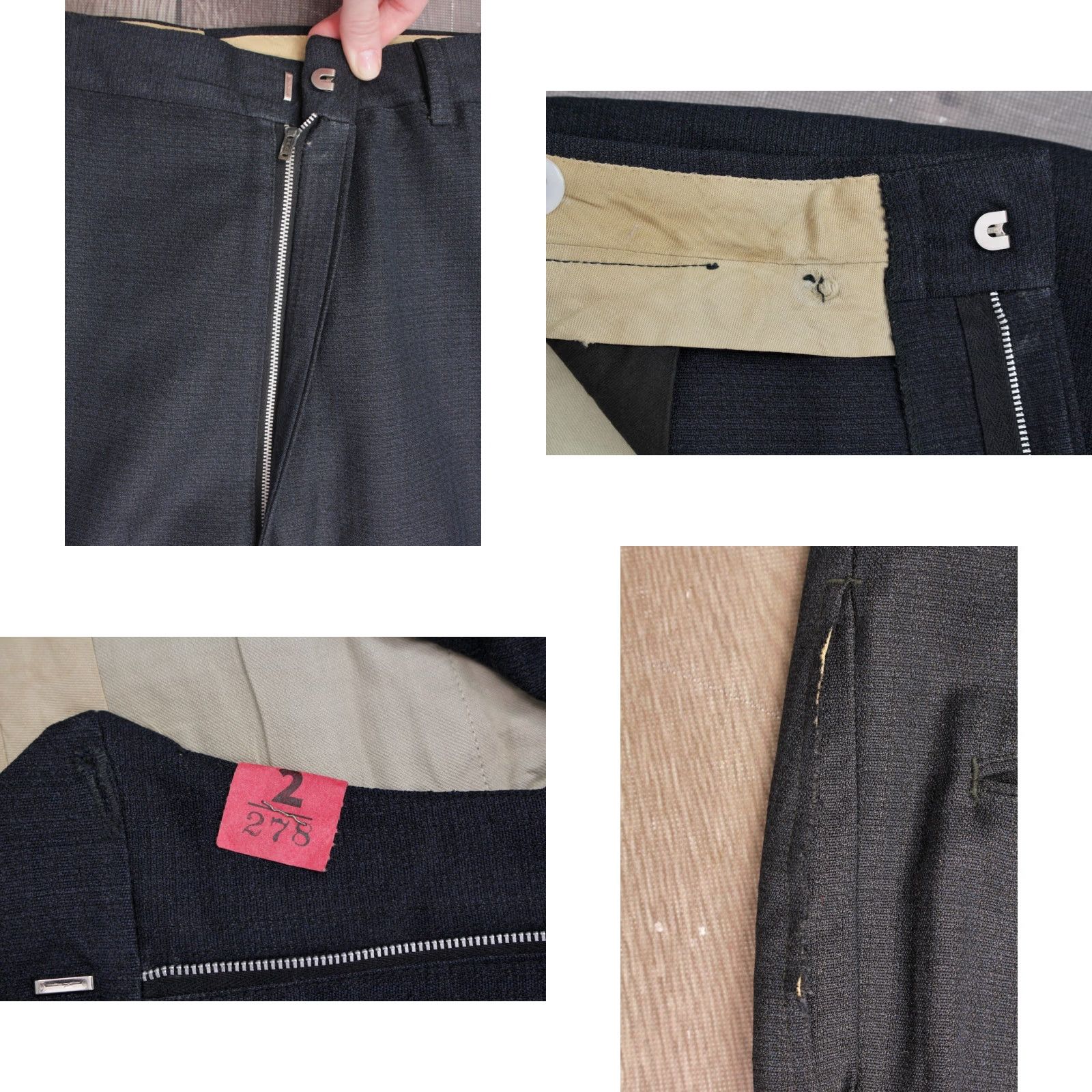 Vintage VINTAGE Mens VTG 50s 2 PC Navy Blue / Grey 3 Button Suit Sz M 1950s Drop Loop Pants Size 40R - 9 Thumbnail