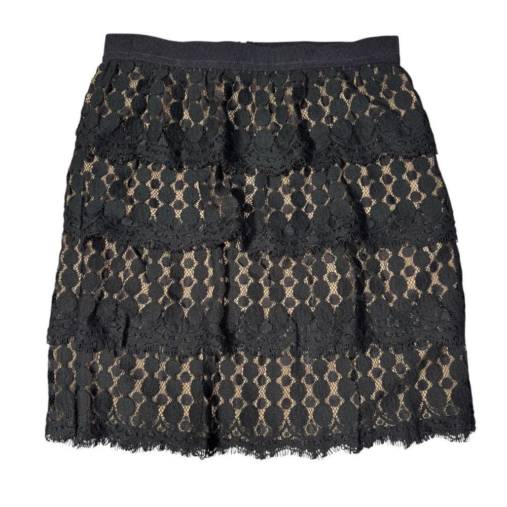 Ann Taylor NWT New Ann Taylor Black Lace Tiered Mini Skirt Size 2 Size 26" / US 2 / IT 38 - 3 Thumbnail