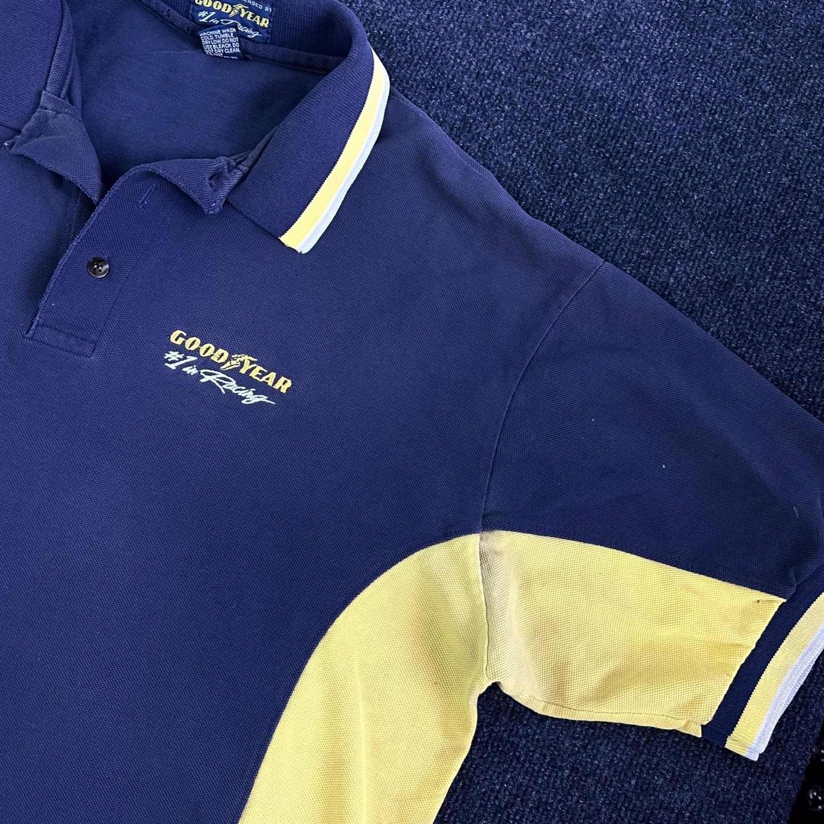 Vintage VINTAGE Goodyear Racing Shirt Mens XL Blue Yellow Polo Made USA 90s Cotton Promo Size US XL / EU 56 / 4 - 2 Thumbnail