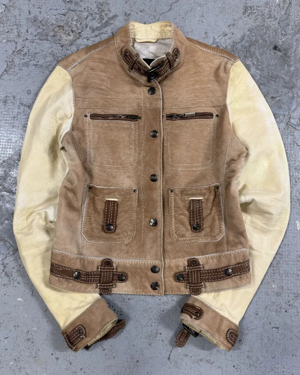 Roberto Cavalli SS2008 Cavalli Beige Hybrid Pony Hair Leather Jacket Size S / US 4 / IT 40 - 1 Thumbnail