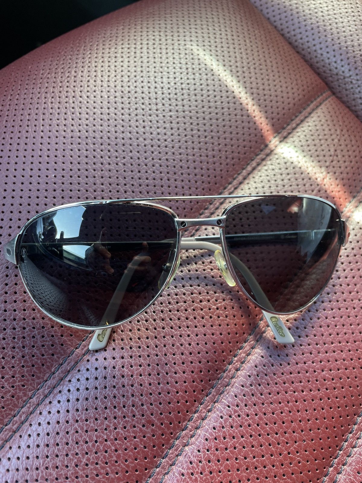 image of Cartier Santos Dumont Sunglasses in Silver, Men's