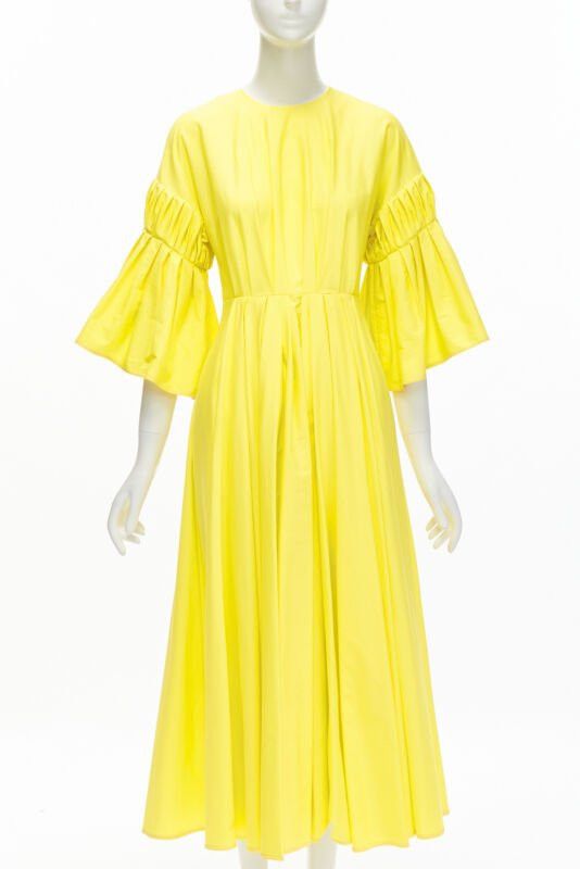 ROKSANDA ROKSANDA sunshine yellow cotton origami pleat flared sleeves A-line dress UK6 XS Size XS / US 0-2 / IT 36-38 - 1 Thumbnail