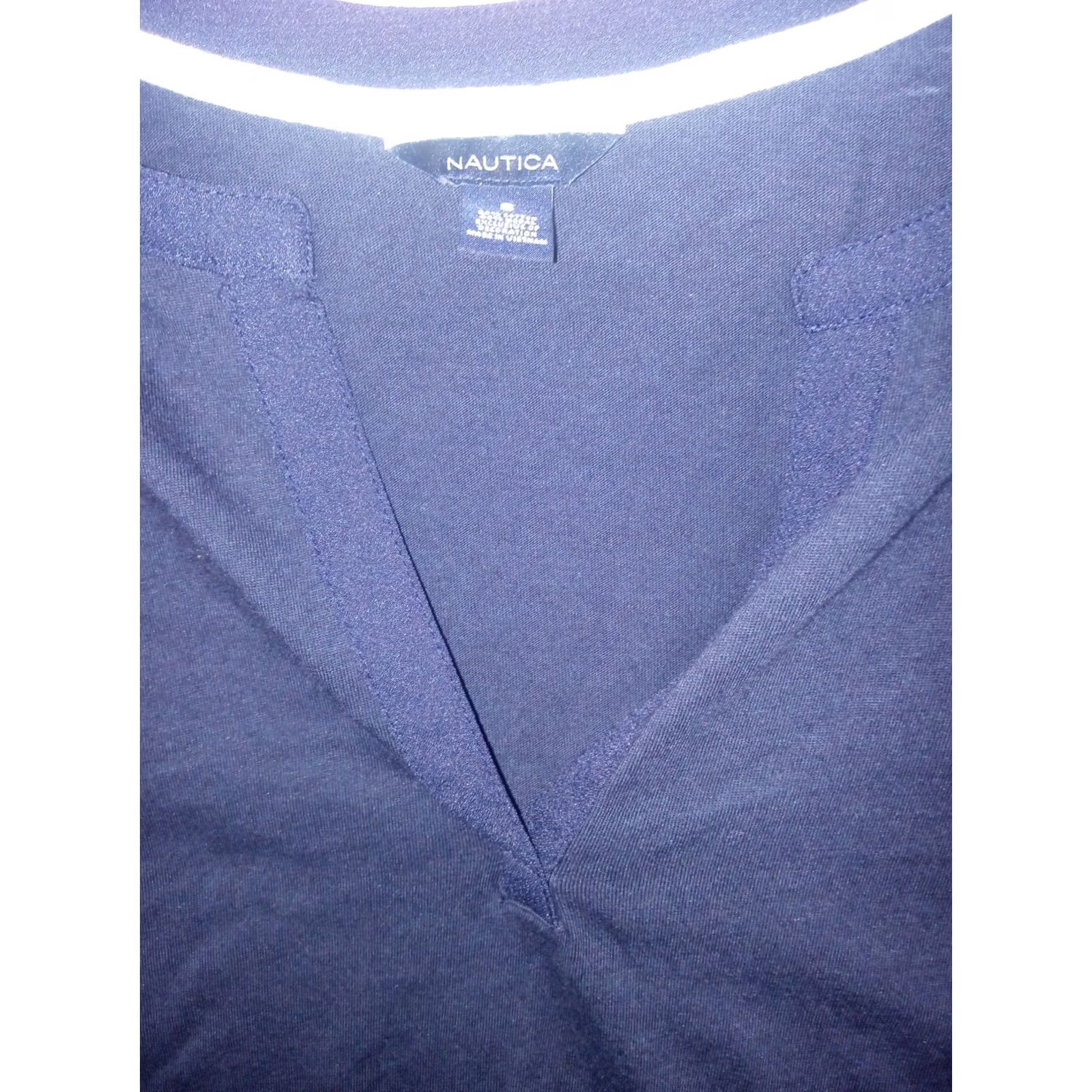Nautica Nautica Split Neck Tee Small - Navy Women T-Shirt Blue 36" Chest 18" Shoulders 25" Length Ladies Shirt Size S / US 4 / IT 40 - 4 Thumbnail