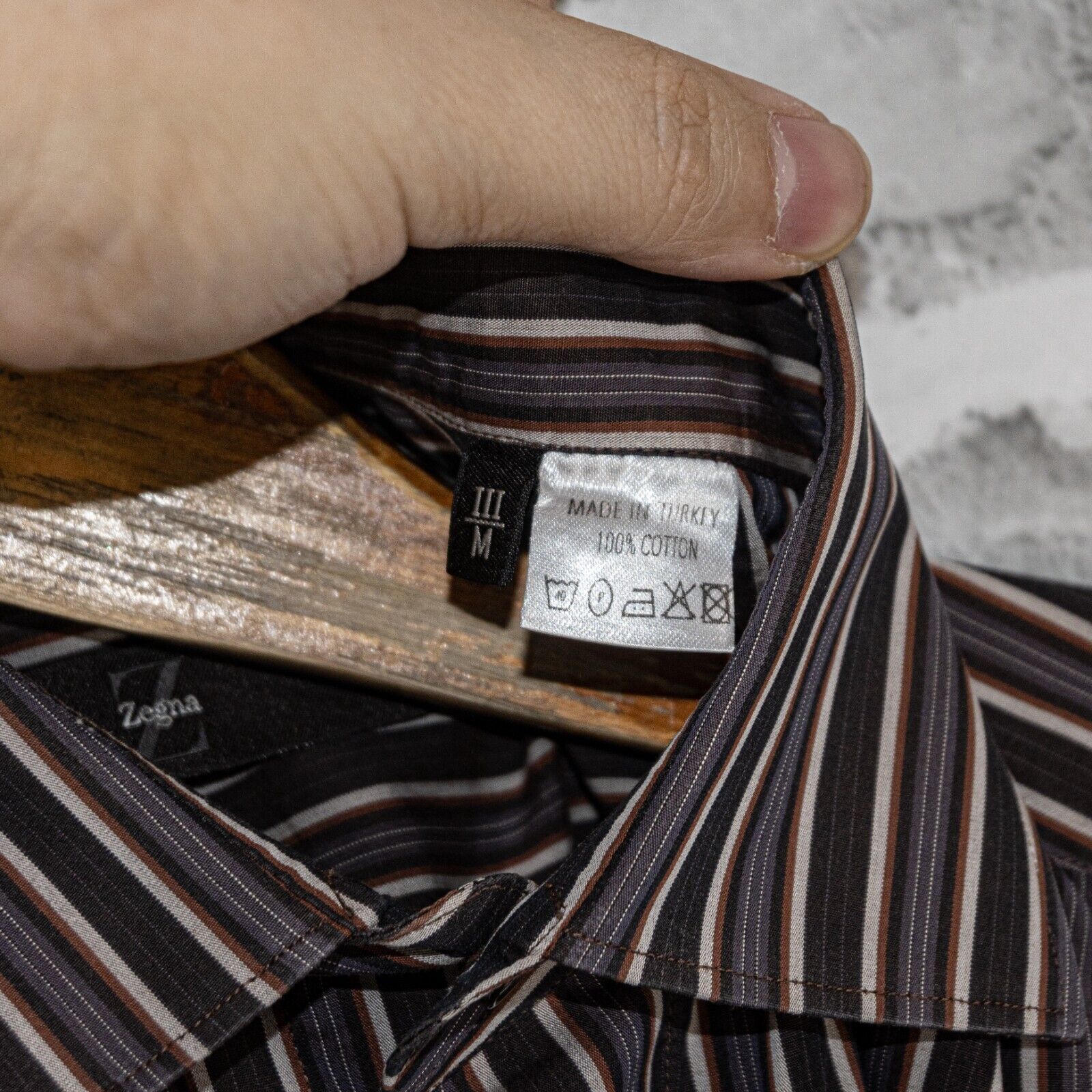 Ermenegildo Zegna Z Zegna Men's Long Sleeve Button up Shirt Brown striped Size US M / EU 48-50 / 2 - 6 Thumbnail