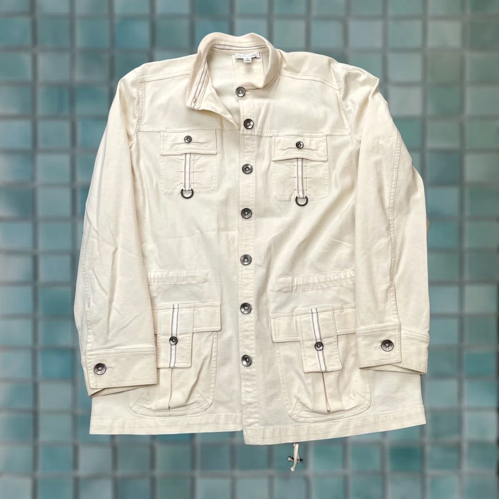 St. John St John Sport Jacket Womens XL Beige Canvas Cotton Pockets Button Front Jacket Size XL / US 12-14 / IT 48-50 - 1 Thumbnail