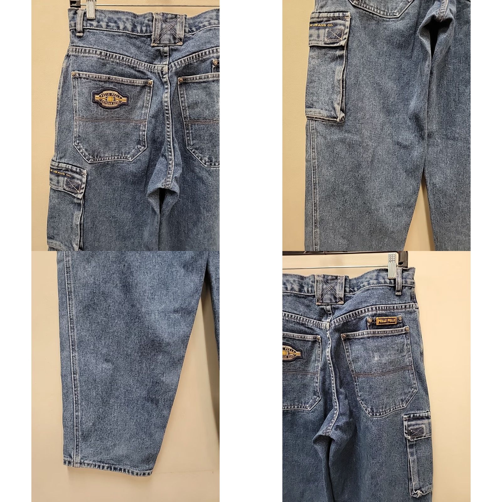 Pelle Pelle VINTAGE Pelle Pelle Jeans Mens 30 Blue Denim Cargo 90s Pocket Distressed 31x31 Regular Relaxed Cotton Denim Jeans Mens Size US 30 / EU 46 - 8 Thumbnail