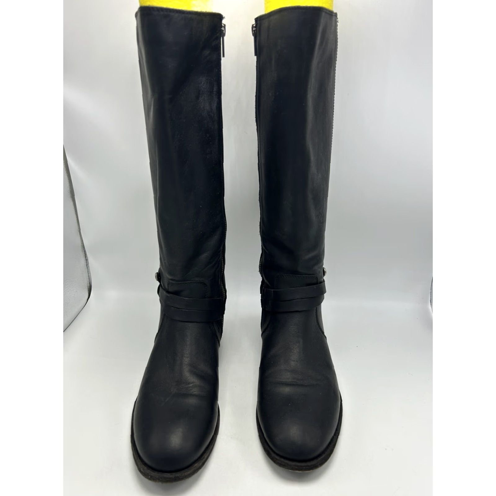 Frye Frye Boots Riding Womans 10 M Melissa Harness Knee High Black Leather Block Heel Straps Equestrian Size US 10 / IT 40 - 4 Thumbnail