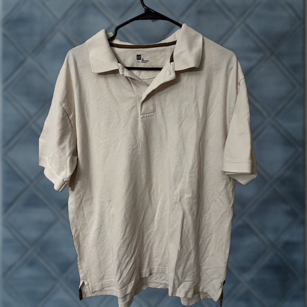 Gap VINTAGE Gap Polo Shirt Men XL Cream 2000s Solid Cotton Knit Casual Collared Size US XL / EU 56 / 4 - 1 Thumbnail