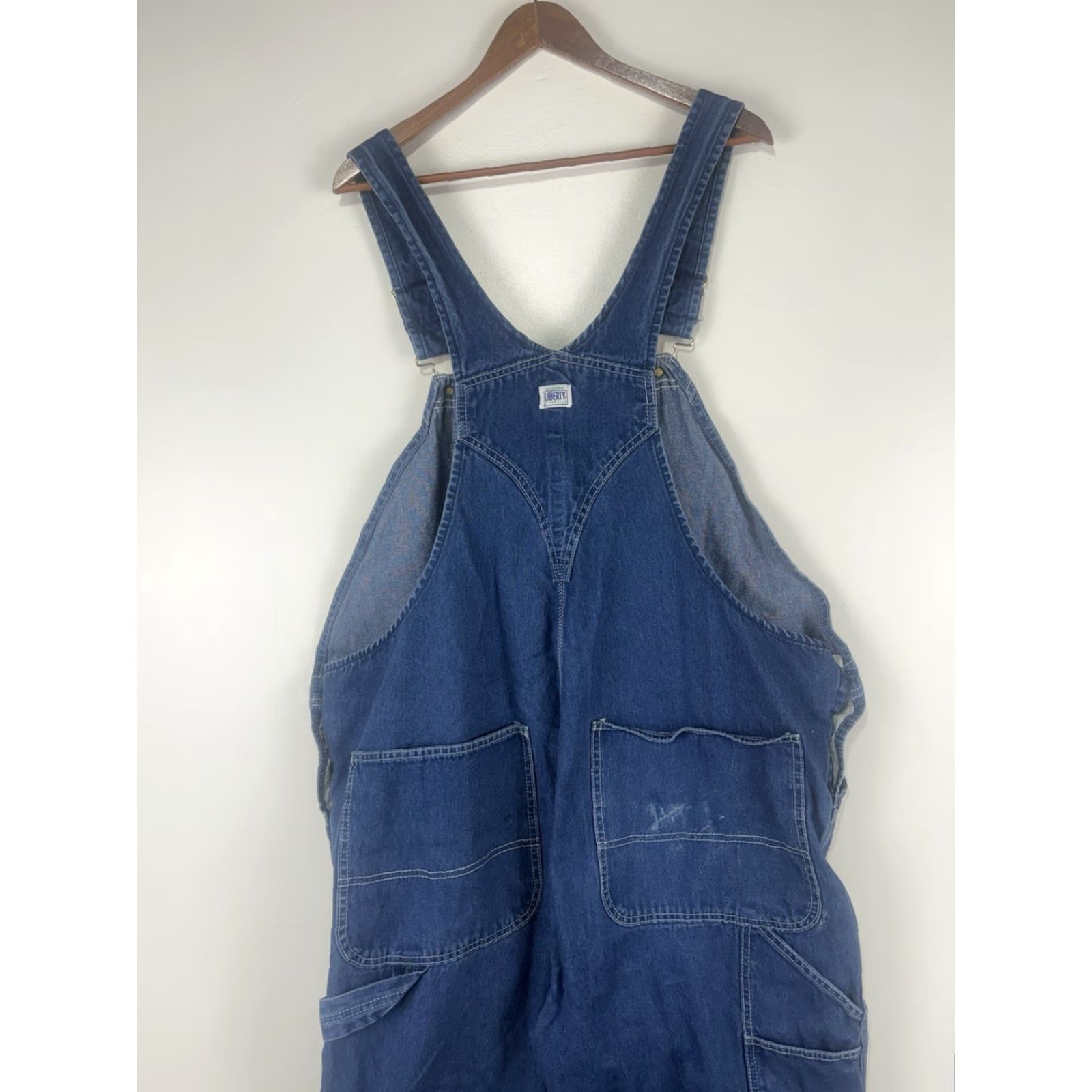 Vintage Liberty Men’s Denim Bib Overalls 42X32 Mid Rise Blue 90s USA Workwear Size US 42 / EU 58 - 6 Thumbnail