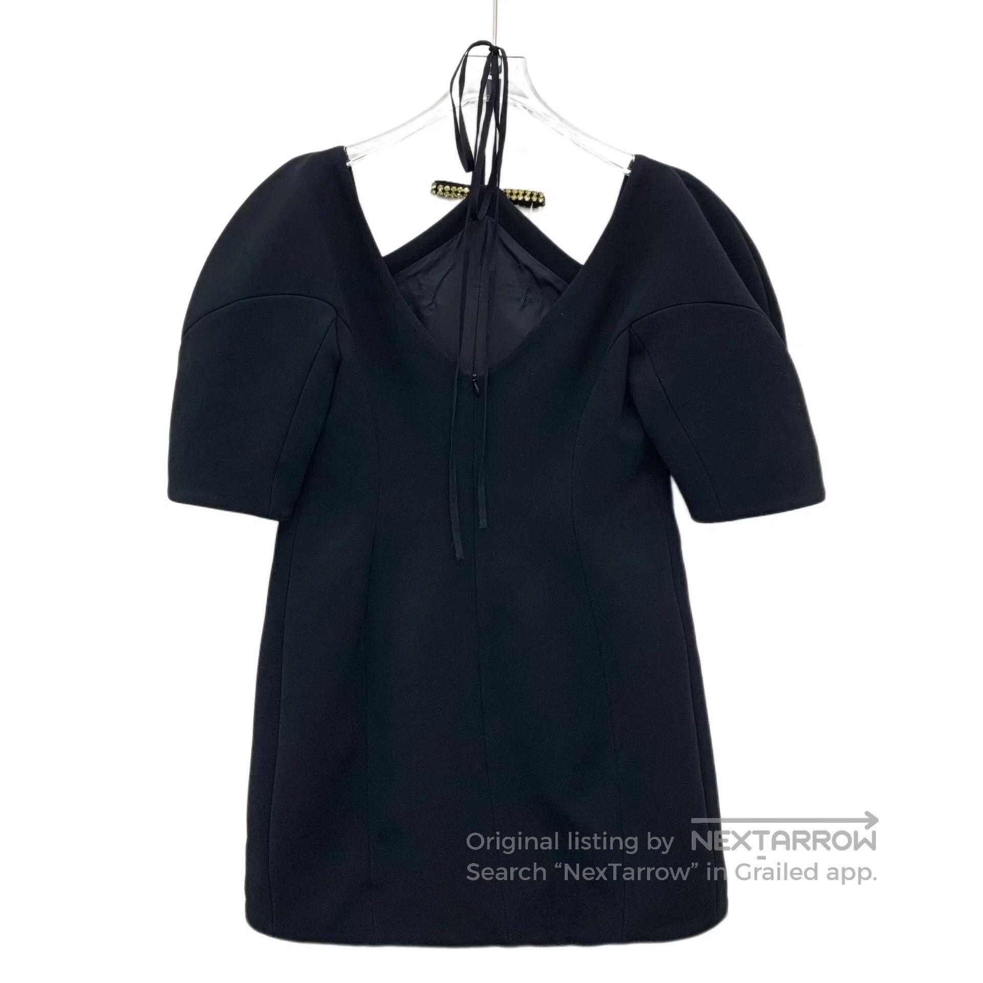Marni MARNI Black back tie short sleeve dress with diamond decor Size XS / US 0-2 / IT 36-38 - 2 Thumbnail