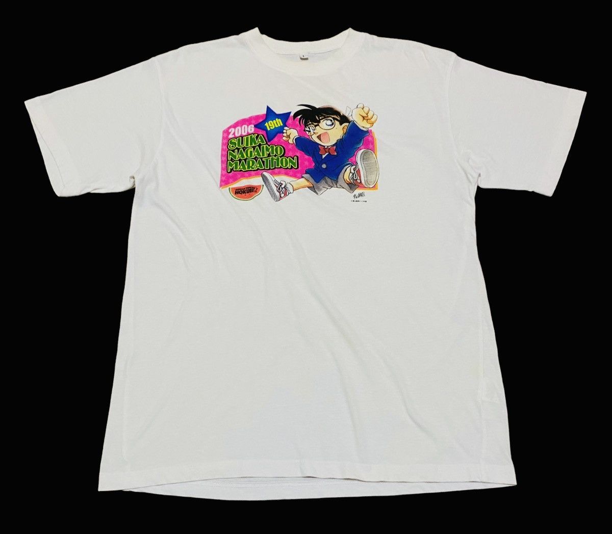 image of Movie Vintage Anime Detective Conan T-Shirt 1990S in White, Men's (Size Large)