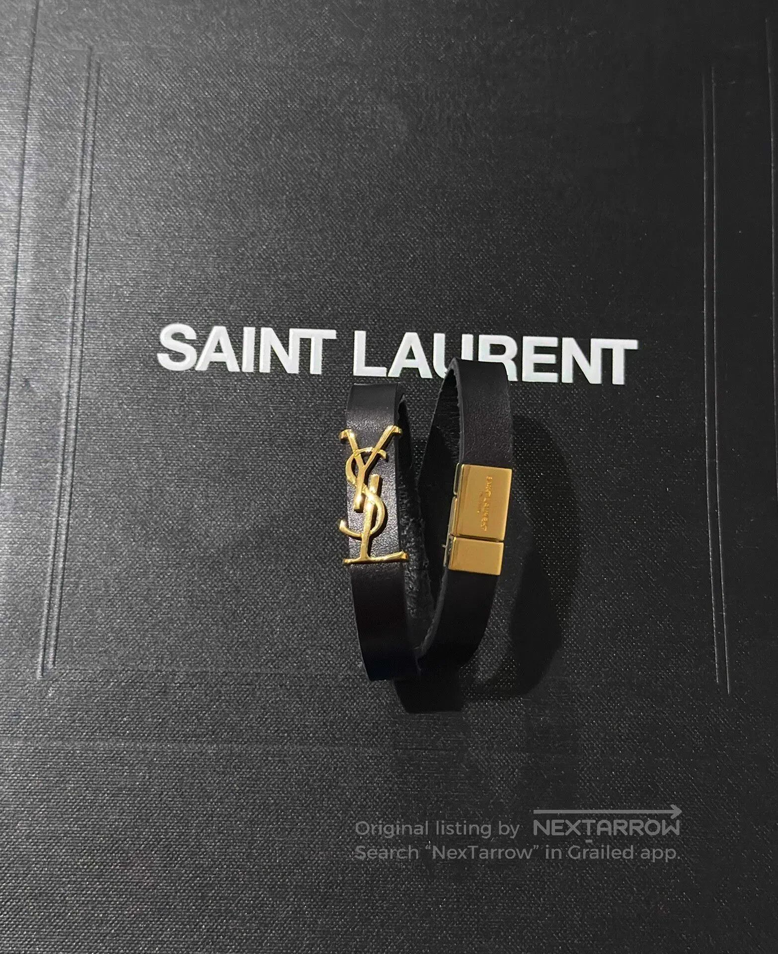 Saint Laurent Paris Saint Laurent Paris Gold Double Ring Logo Bracelet| Size ONE SIZE - 1 Thumbnail