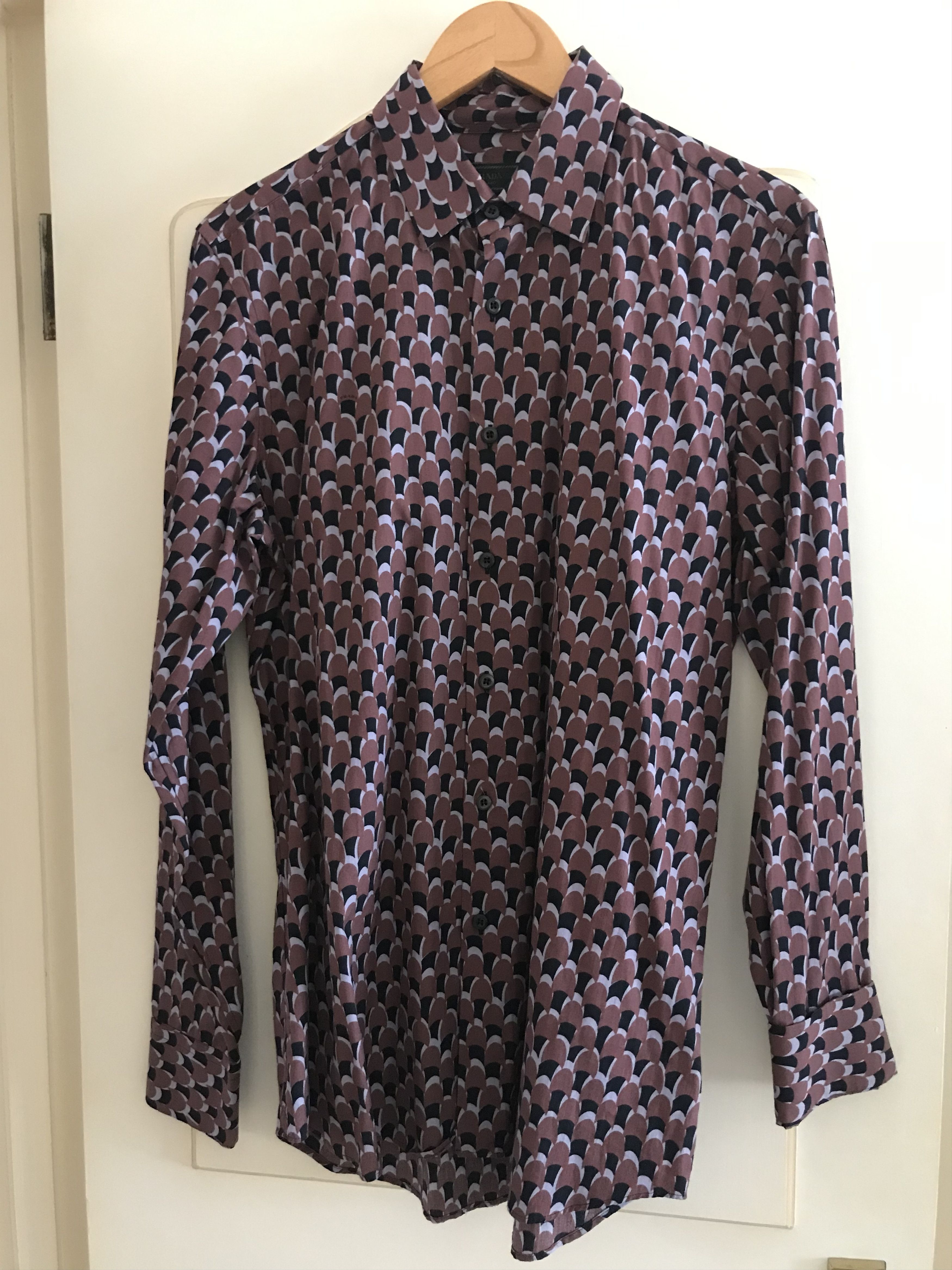 image of Prada Shirt Retro Futuristic Pattern Aw16, Men's (Size Medium)