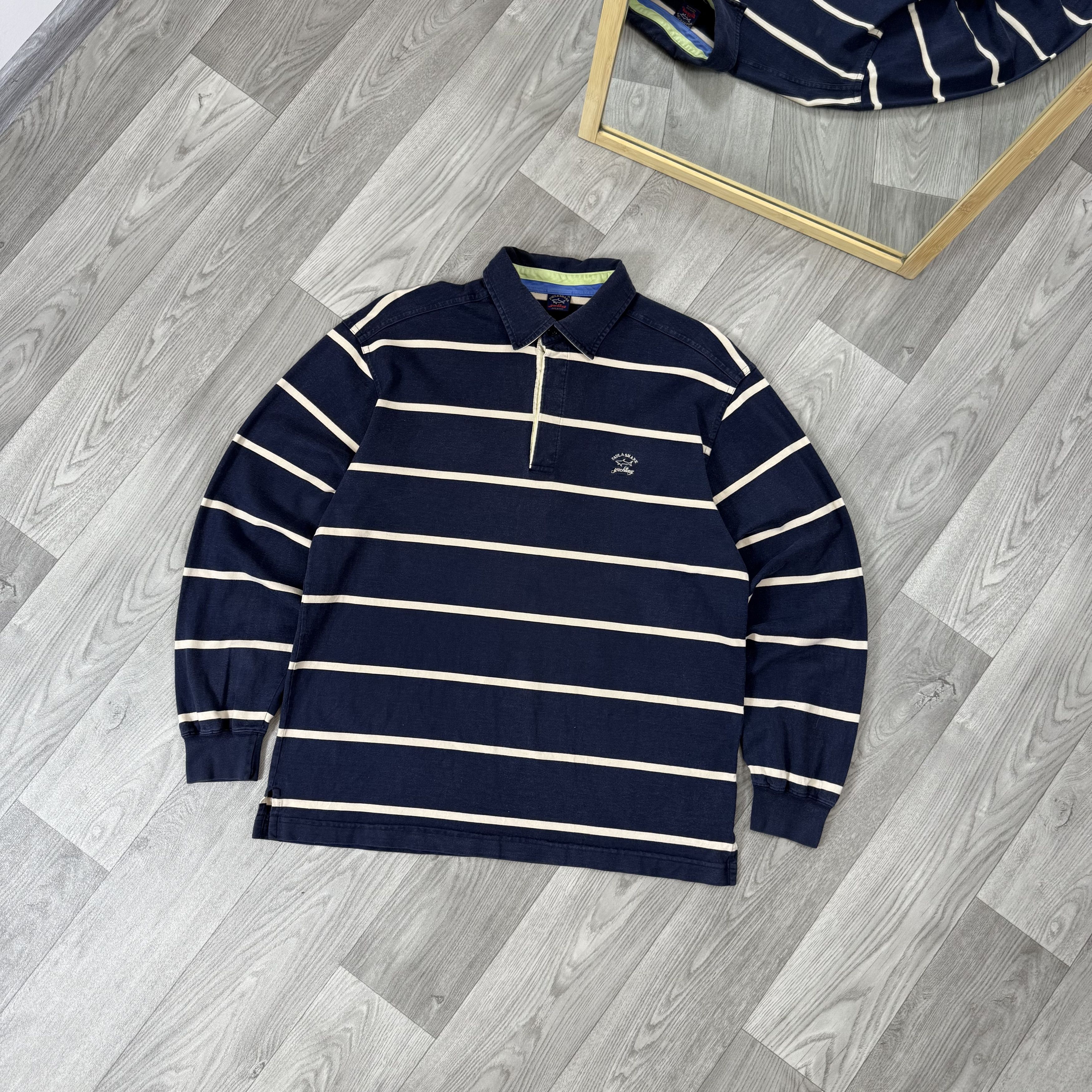 Paul & Shark Vintage Paul & Shark Striped Rugby Polo Longsleeve Tee Shirt Size US XL / EU 56 / 4 - 1 Thumbnail
