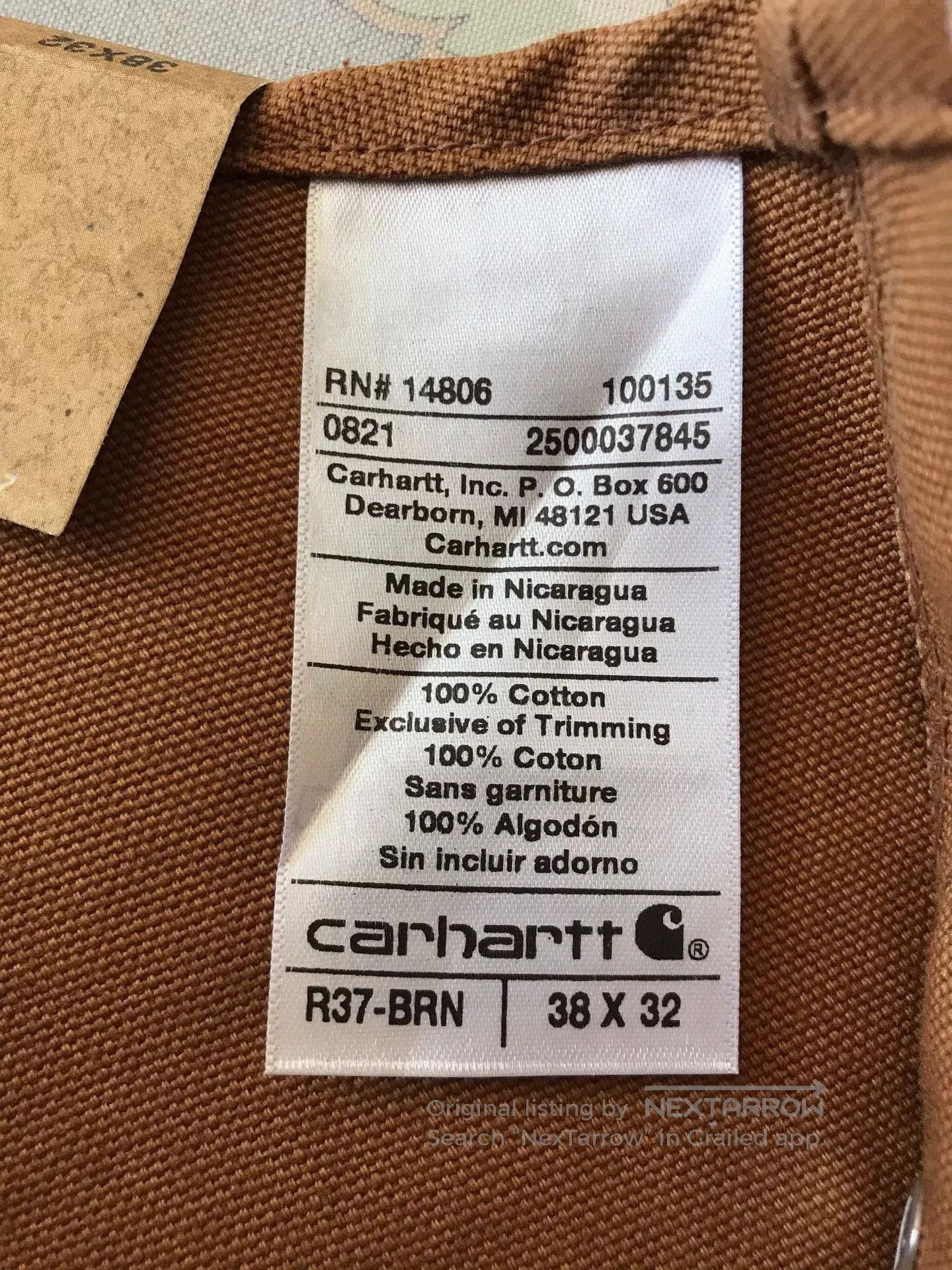 Carhartt Carhartt R37 Brown Canvas Overalls W38L32. Size US 38 / EU 54 - 9 Thumbnail