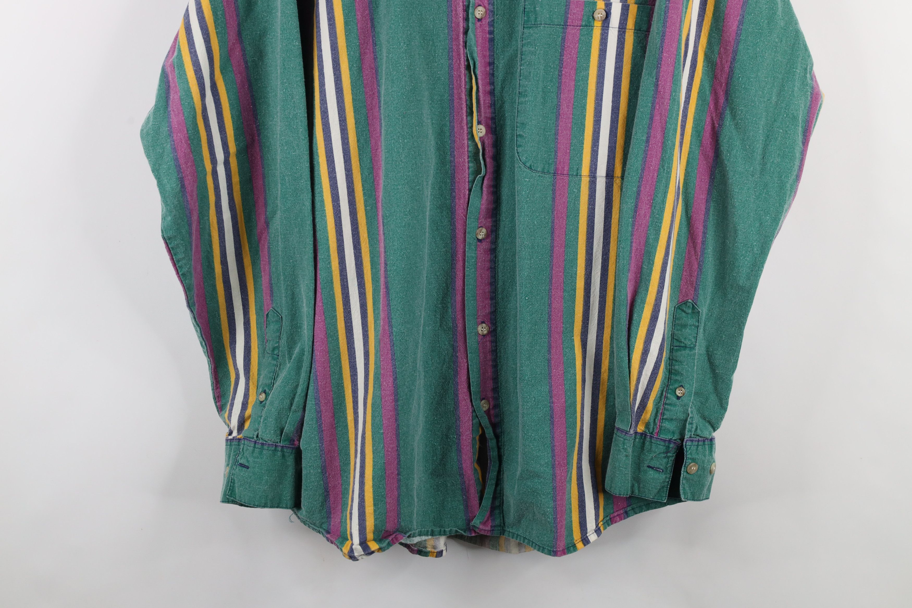 Vintage Vintage 90s Streetwear Rainbow Striped Collared Button Shirt Size US L / EU 52-54 / 3 - 3 Thumbnail