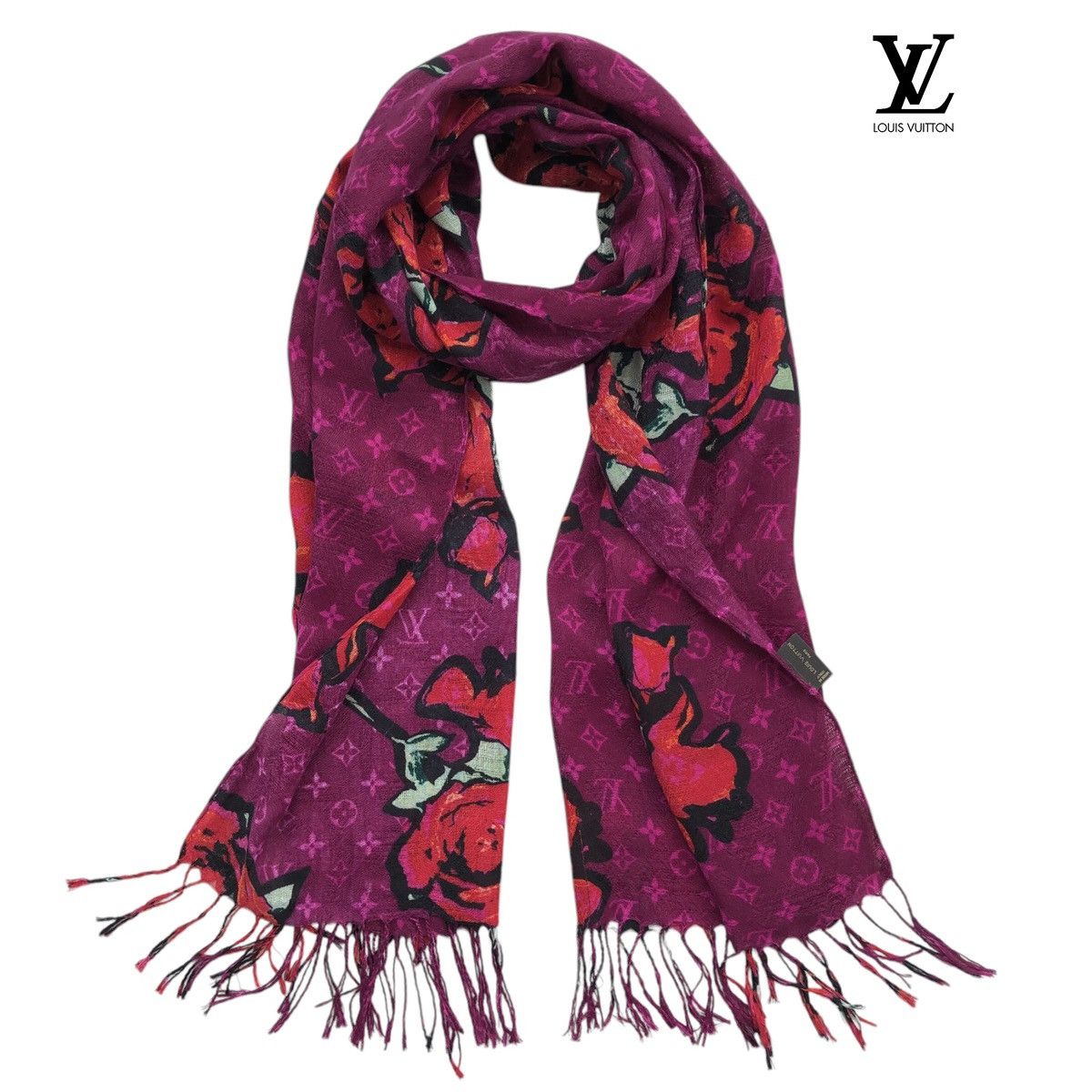 Louis Vuitton Louis Vuitton x Sprouse Wool Roses Graffiti Scarf Size ONE SIZE - 1 Thumbnail